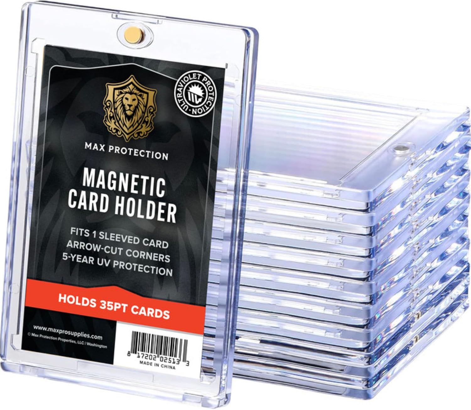 Max Protection Magnetic Card Holder for Sleeved Cards – 200-Pack 130pt Ultra-Clear Cases – Hard Plastic Card Sleeves Holders, UV Protector Case - Fits Standard Sports Baseball Trading Cards