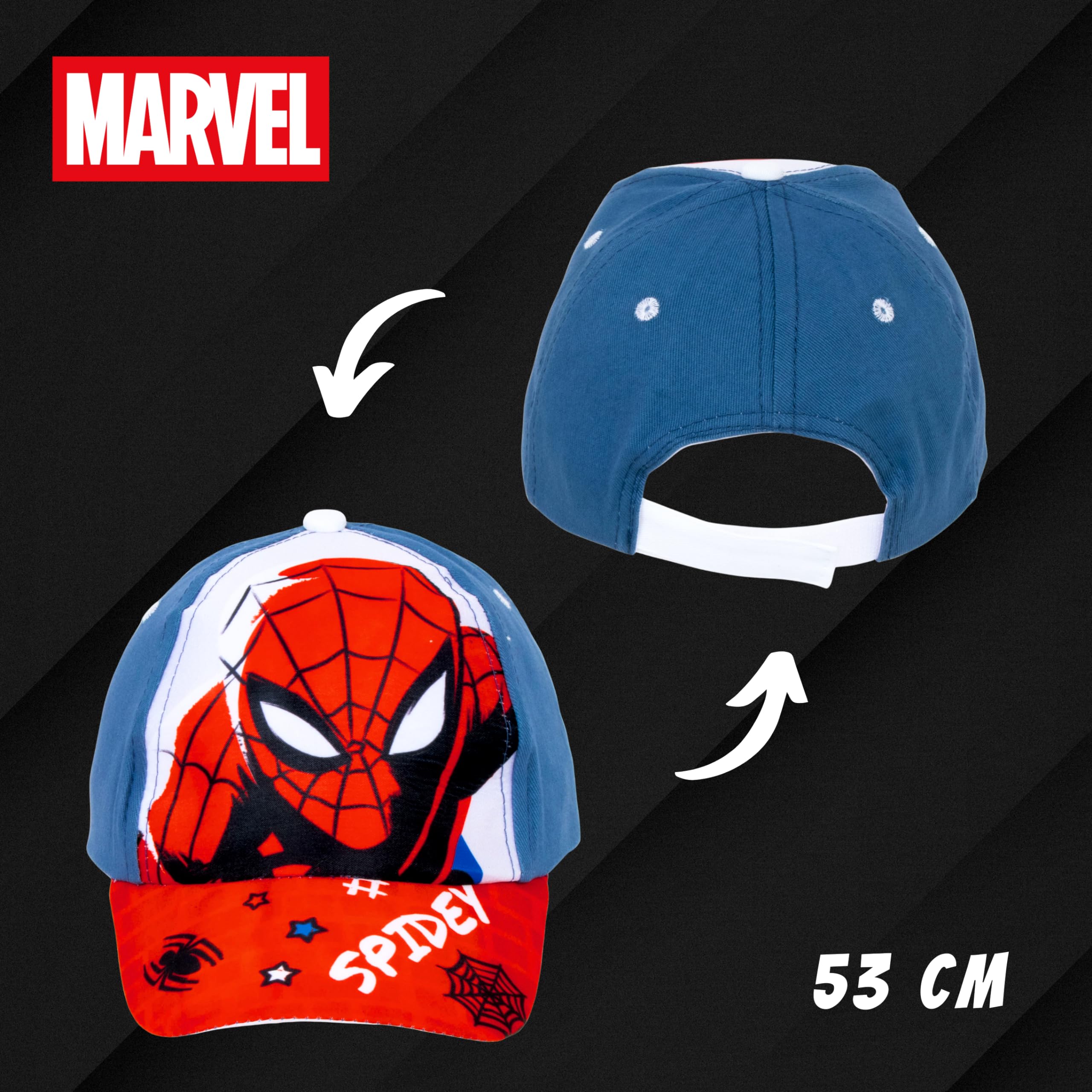 Marvel Spiderman Gorro para Niños, Diseño Spidey, Gorra de Verano Infantil, Regalo para Niños, Gorra Ajustable | Azul