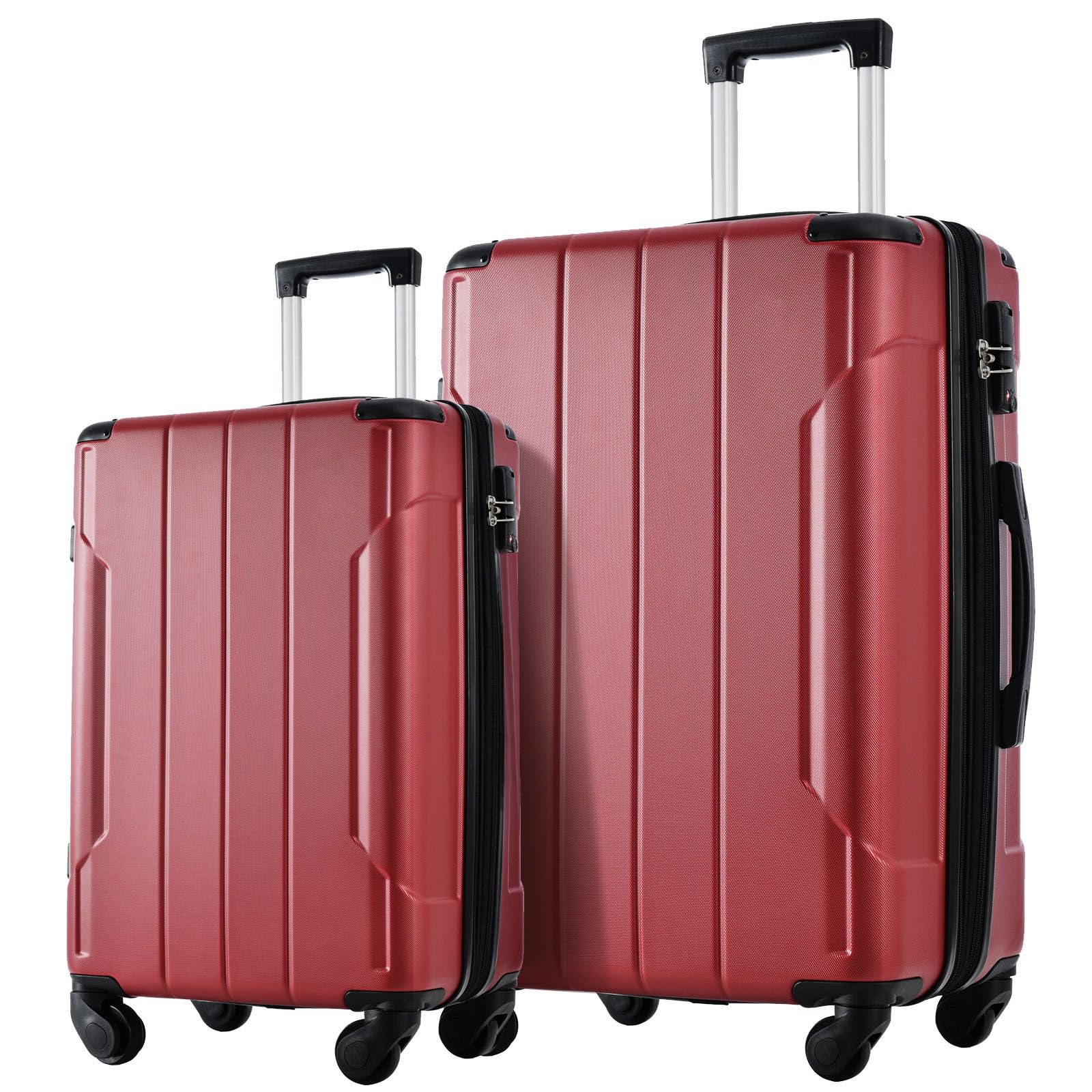 Merax Luggage Sets of 2 Suitcases With Wheels, Expandable and Lightweight, TSA Lock, Hardside Spinner Carry On Luggage (20 28 inch Red)