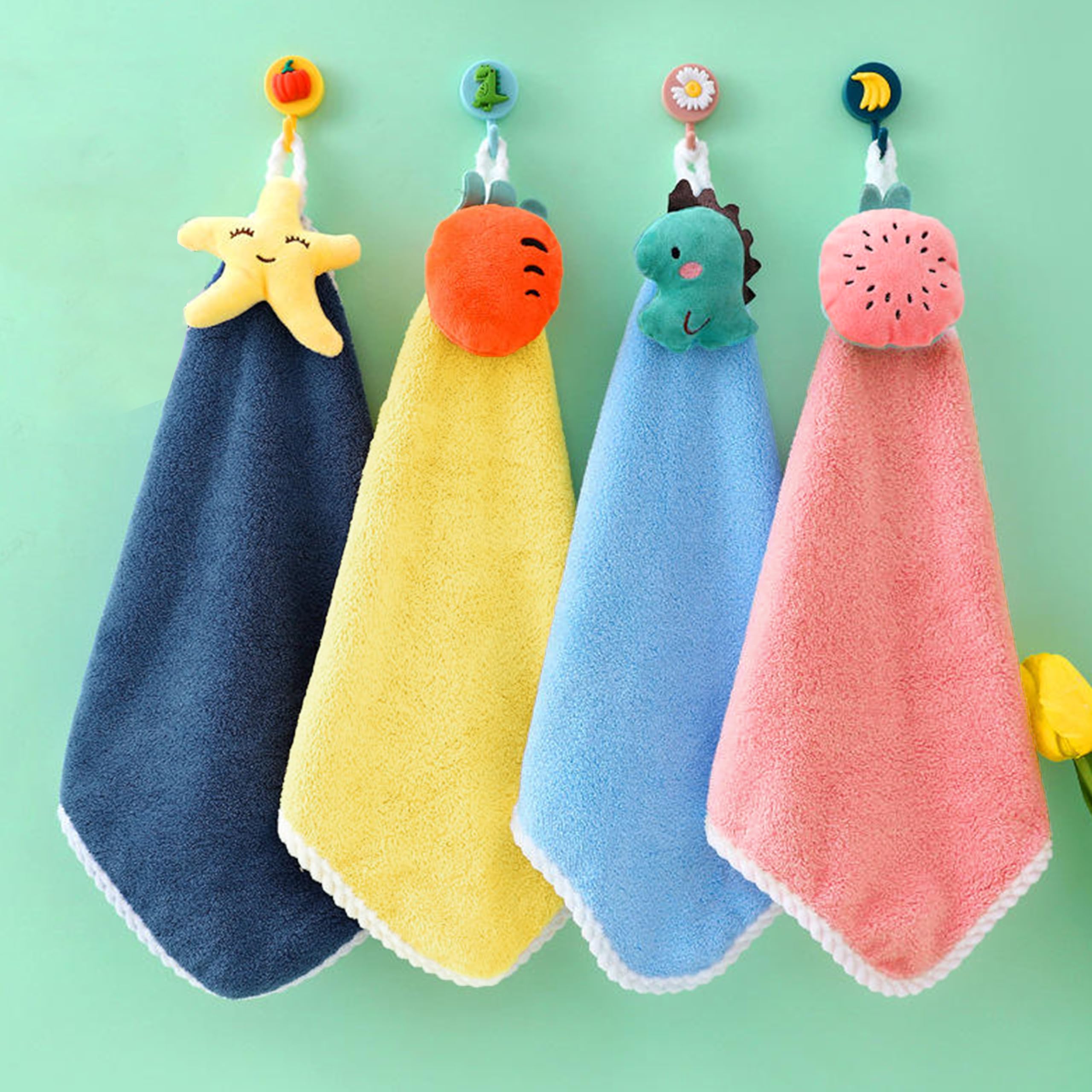 Yellow Weaves Cute Hanging Microfiber Hand Towels for Kitchen, Bathroom, Wash Basin | Kids Hand Towel | Quick Dry & Super Absorbent, Soft Wash Clothes for Baby, Kids and Newborns- Multi (Pack of 2)-image-16