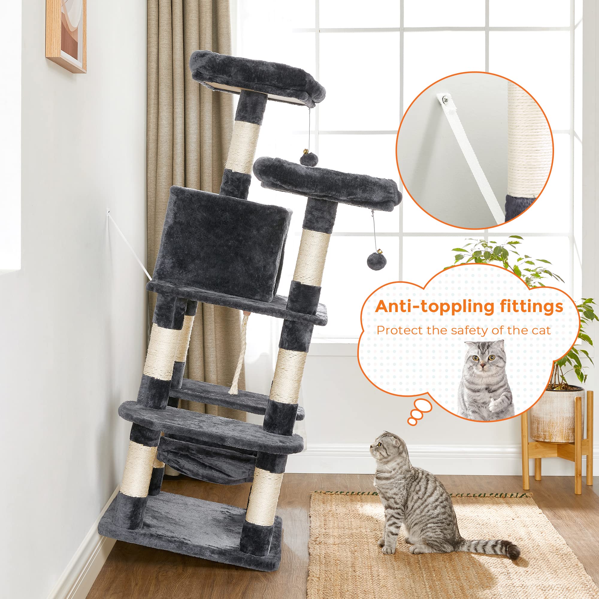 Buy FEANDREA MultiLevel Cat Tree for Big Cats, Stable Cat Tower Online