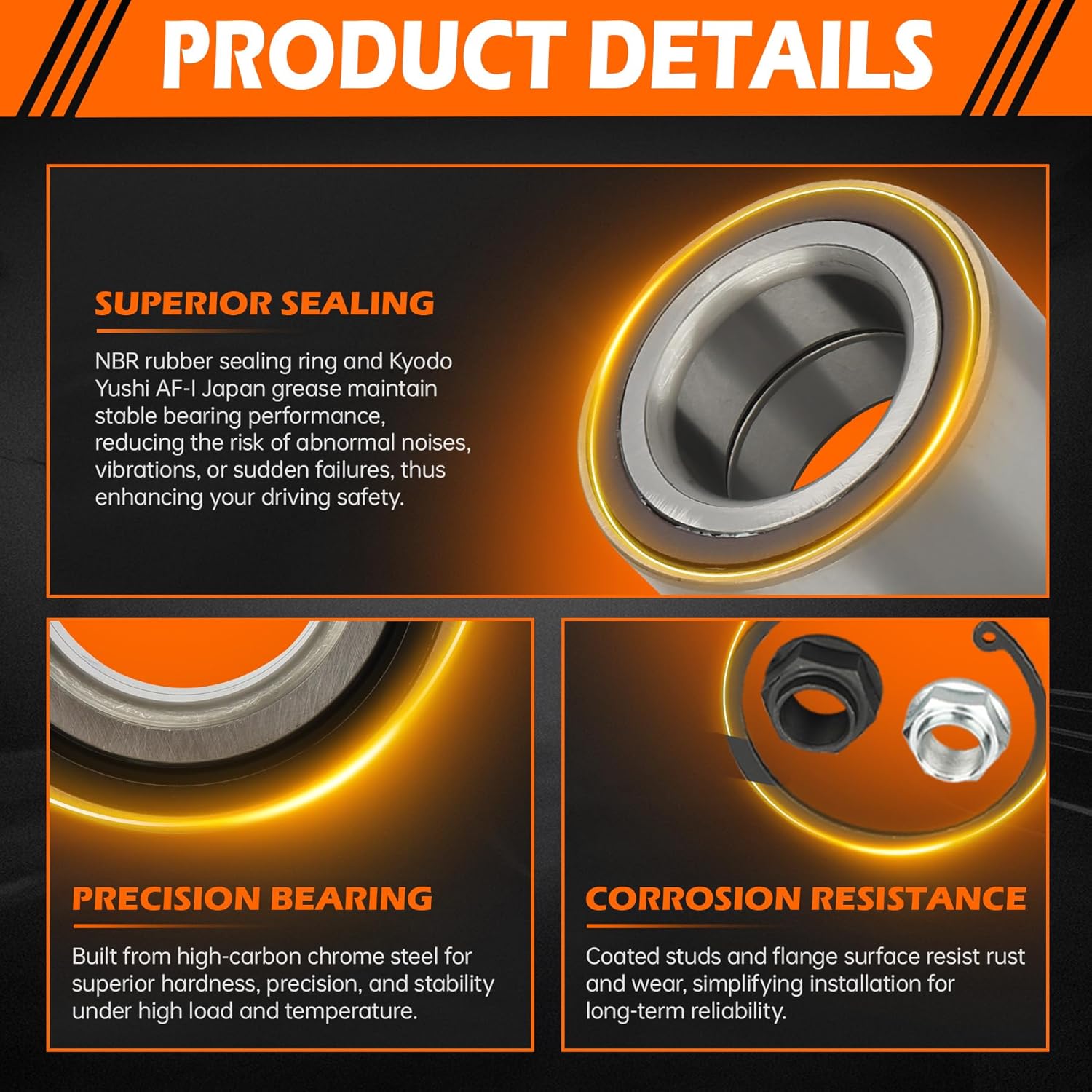 GAHA 510089 Front Left/Right Wheel Bearing Compatible for Honda Civic 2006–2020; for Acura ILX 2013–2014; 1PCS