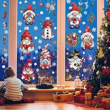 Christmas Gnome Window Clings 103pcs, Christmas Gnome Snowflake Window Decals Stickers, Removable Christmas Window Decorations for Glass Windows Xmas Holiday Home Office Decor 9 Styles