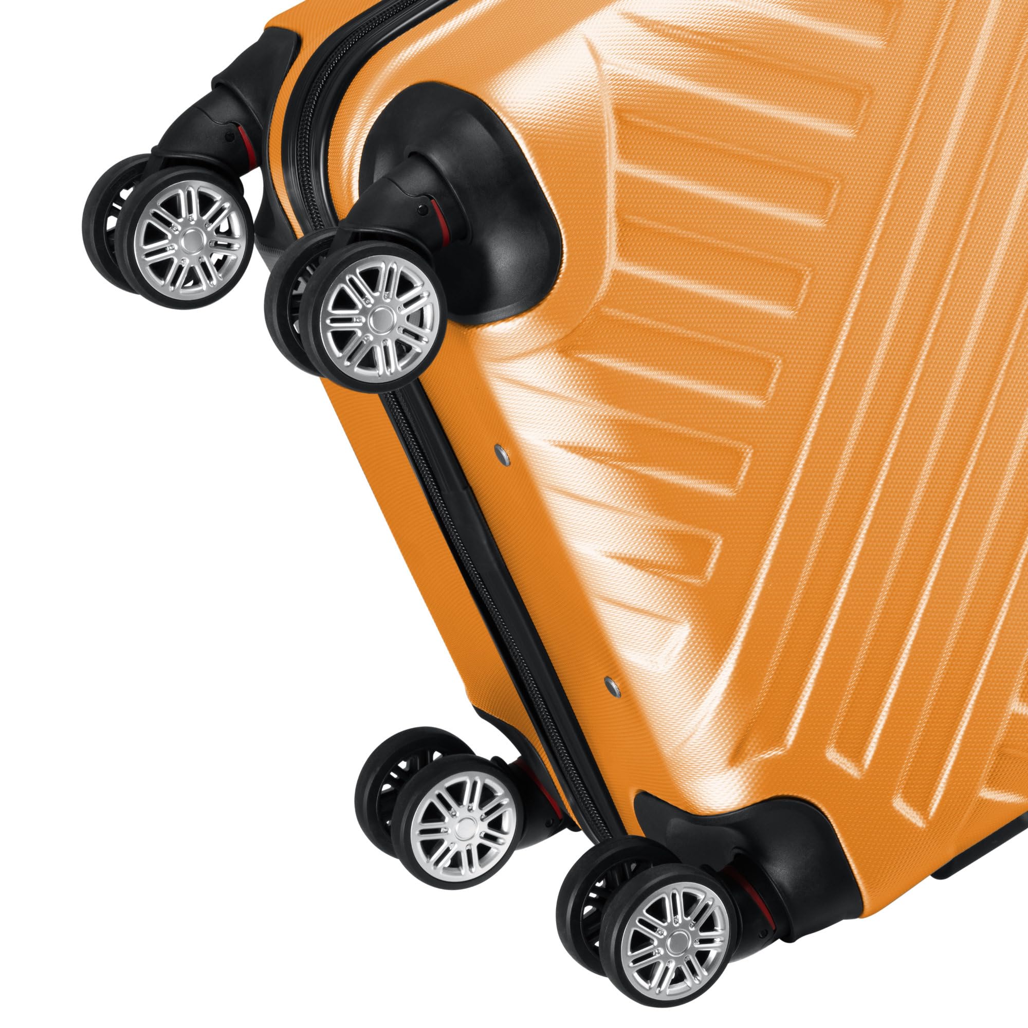 Zelsius Set de valises à 3 pièces Orange | Valises rigides ABS à roulettes Doubles, avec Cadenas à Combinaison de Chiffres, cloison Interne | Bagage de Cabine, Set de Valise, Lot de 3, Trolley