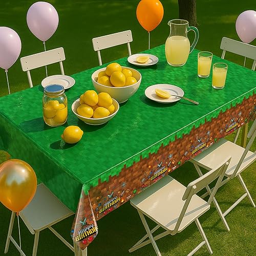 Miniatura 7 de Pixel Design - Juego de 3 manteles de fiesta  54 x 108 pulgadas  Ideal para fiestas temáticas de minería artesanal y decoración de jugadores,