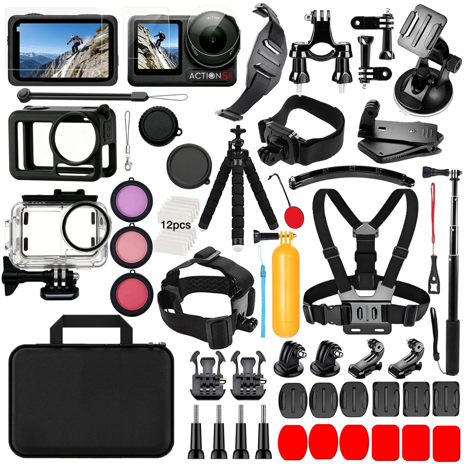 Accessoires pour DJI Osmo Action 5 Pro/4/3, boîtier étanche THAKOI, Accessoires de plongée en apnée, Accessoires de Sport de Plein air, kit d'accessoires pour DJI Osmo Action 5 Pro/4/3