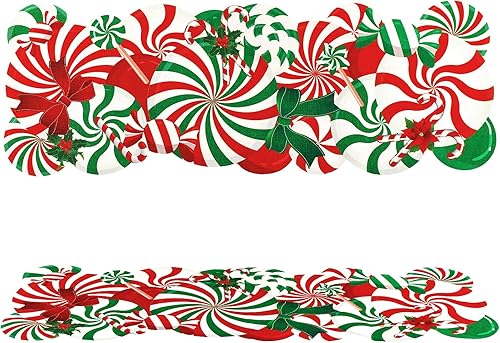 Tatuo Camino de mesa de bastón de caramelo de Navidad, 13 x 37 pulgadas, camino de mesa de Navidad rojo, blanco y verde, centro de mesa de comedor