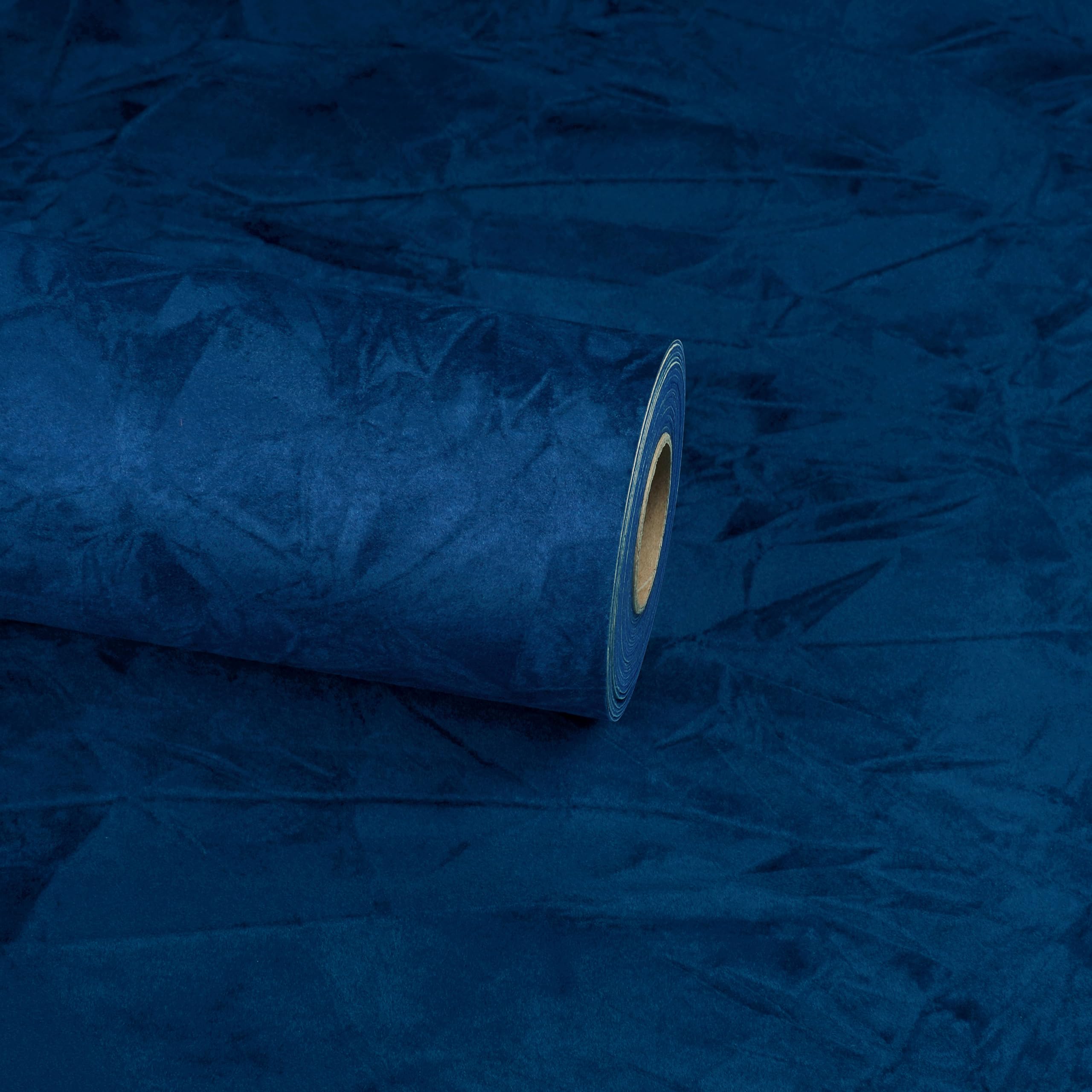 ReWallpaper Carta Autoadesiva Floccata Blu Pellicola Adesiva Mobili Velluto Vintage 44.5cm×7m Carta Da Parati Adesiva Muro Camere Da Letto Blu Scuro Spessa Rotolo Di Carta Vellutata