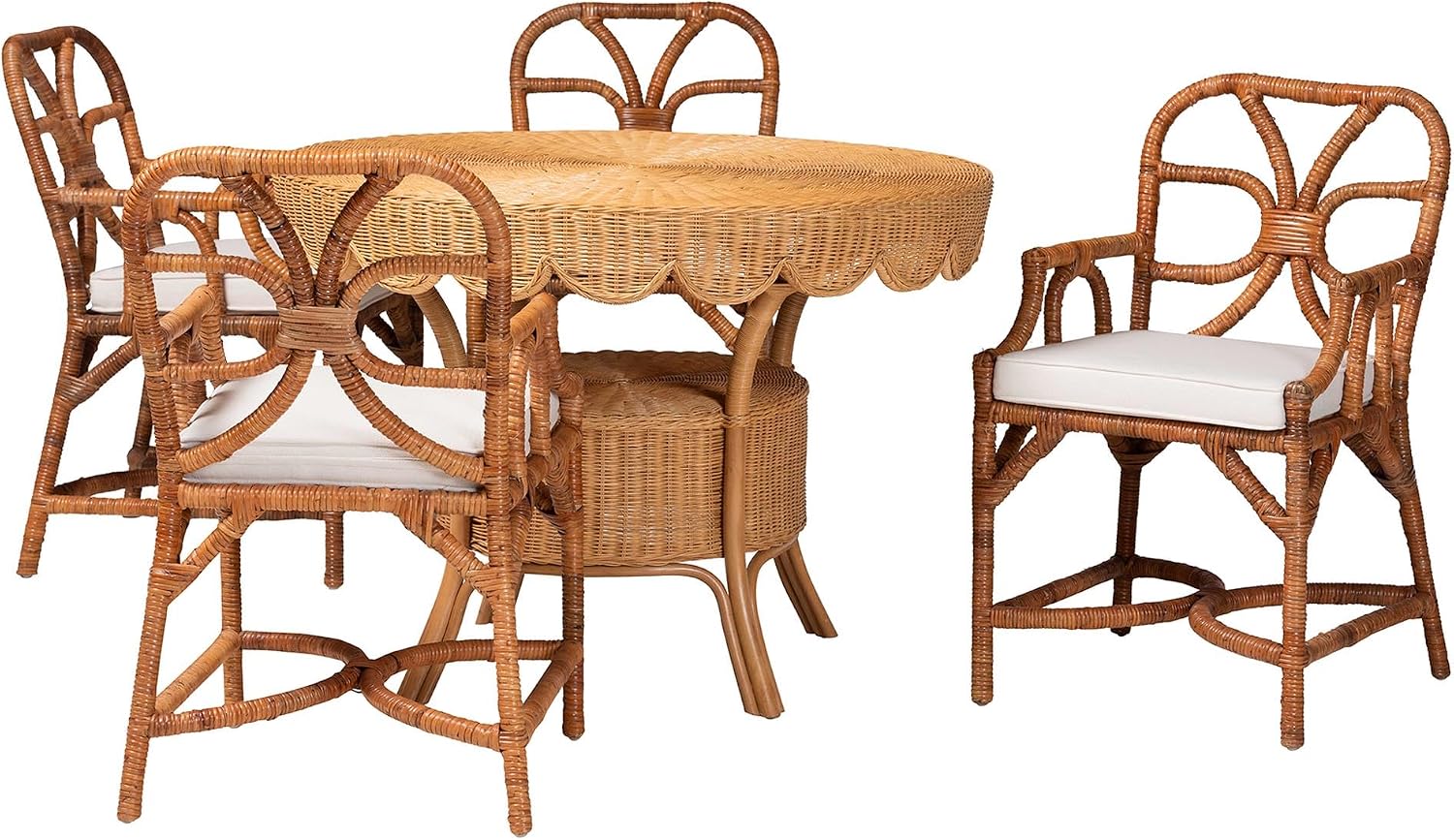 Bali & pari Trevor Natural Rattan Dining Set, 5-Piece, Light Honey