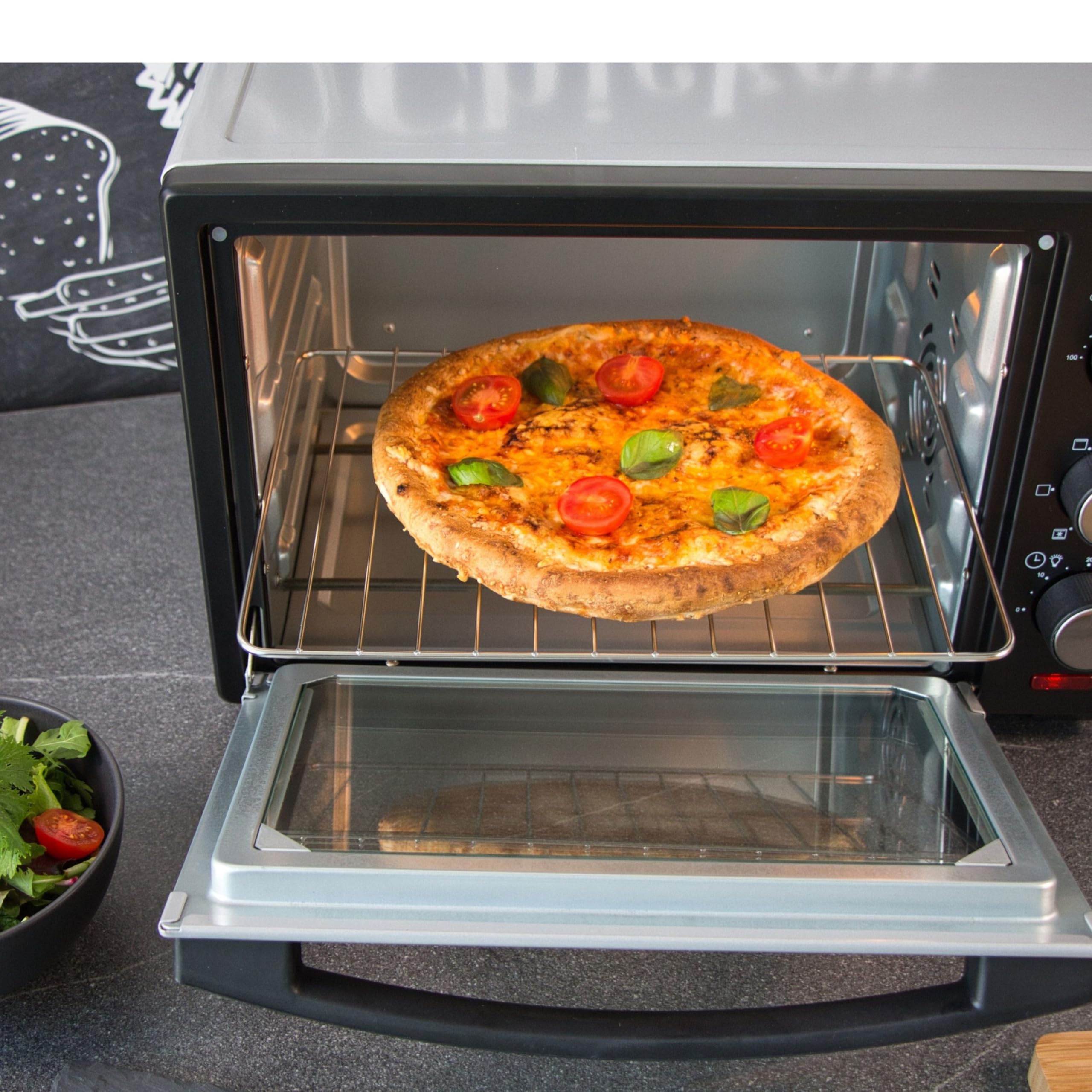 Mini horno 25 litros 1600W convección calor superior e inferior temporizador 60 min