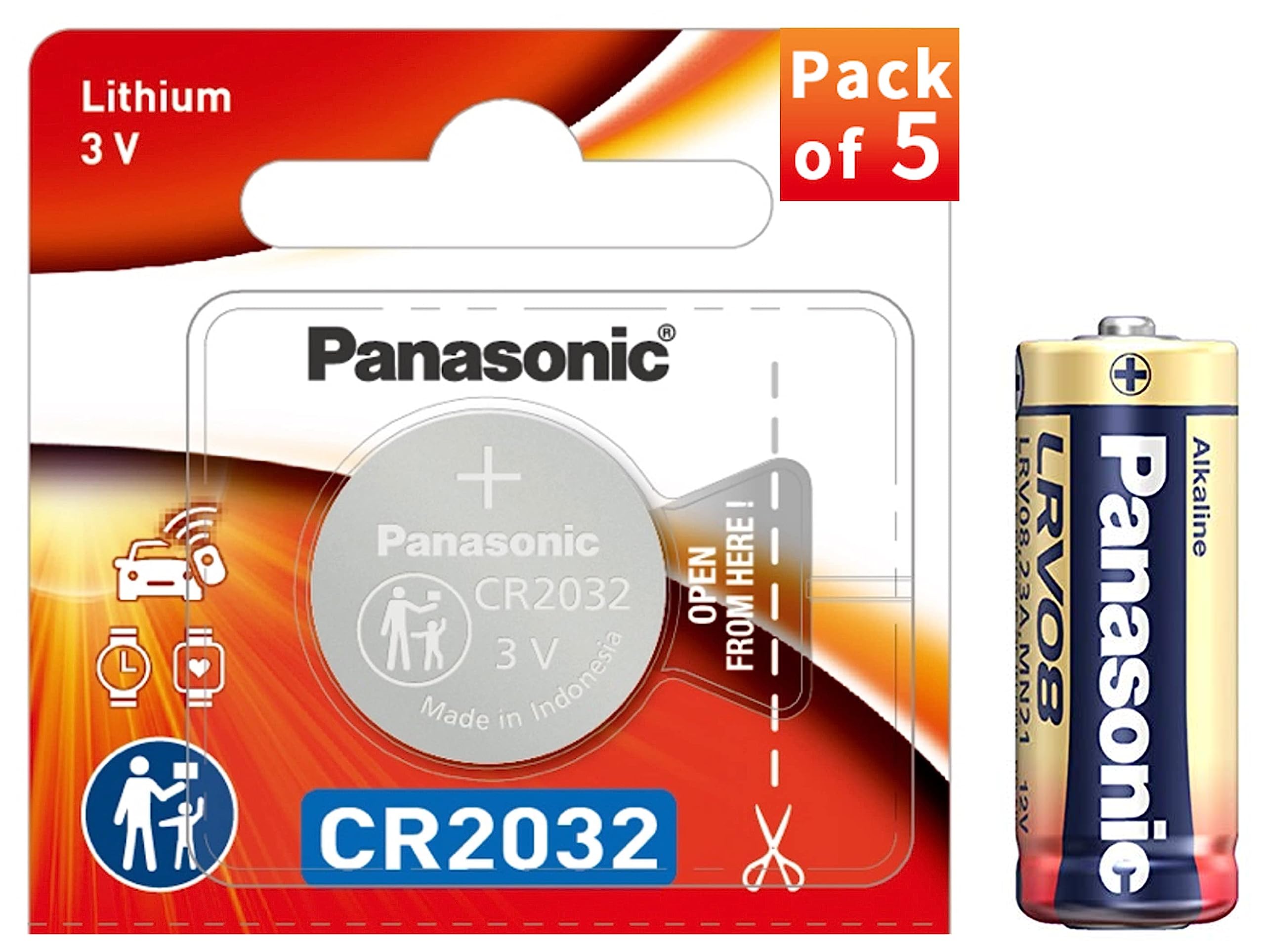 Panasonic Alkaline A23 12V Battery, Pack of 5