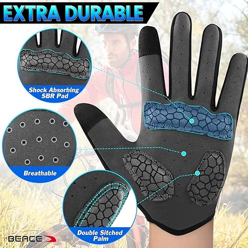 Miniatura 5 de BEACE Guantes de ciclismo guantes de bicicleta guantes de ciclismo para hombres y mujeres con pantalla táctil guantes de bicicleta de montaña Black,