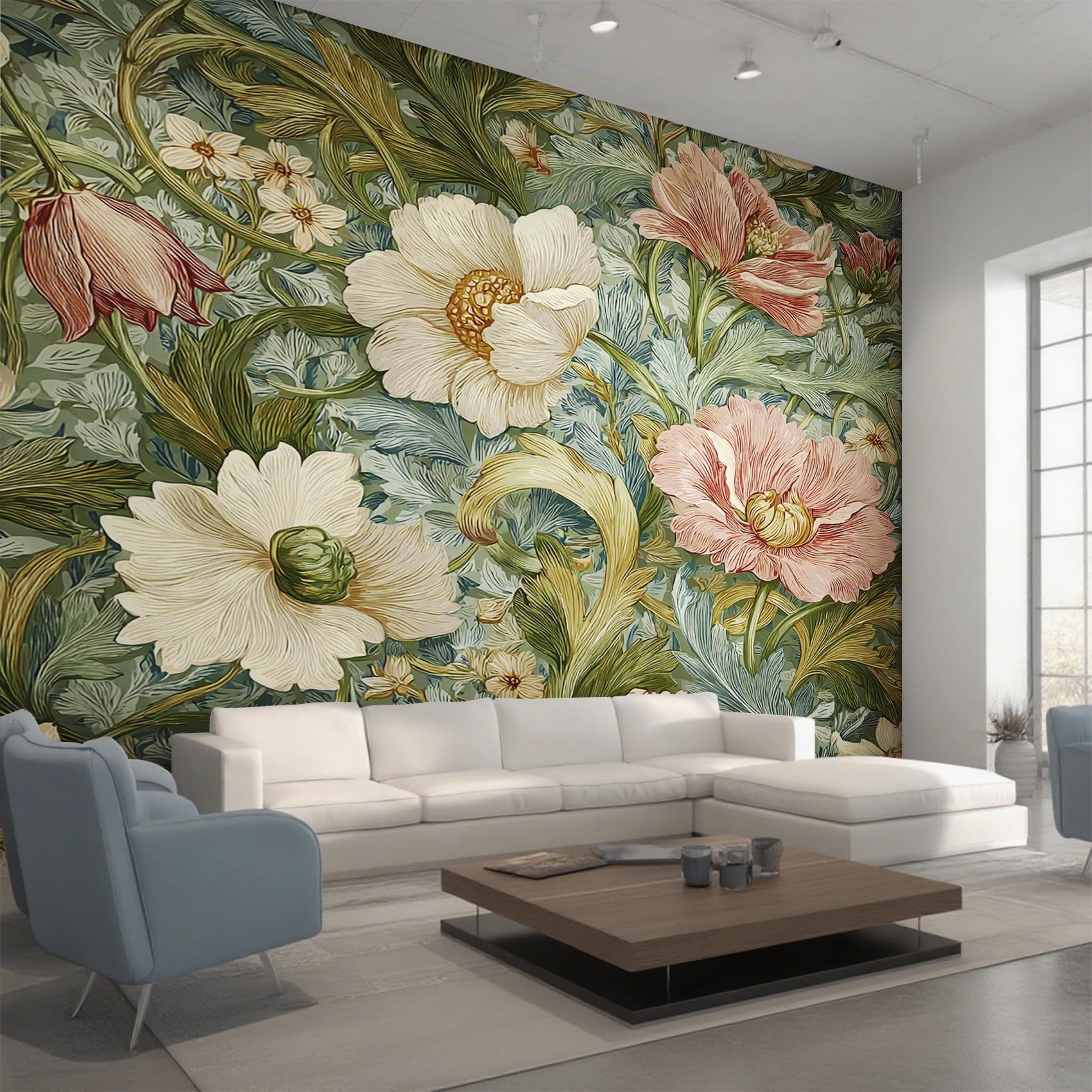 Papier Peint Panoramique William Morris pour Créer un Mur d'Accent Floral Vintage au Salon