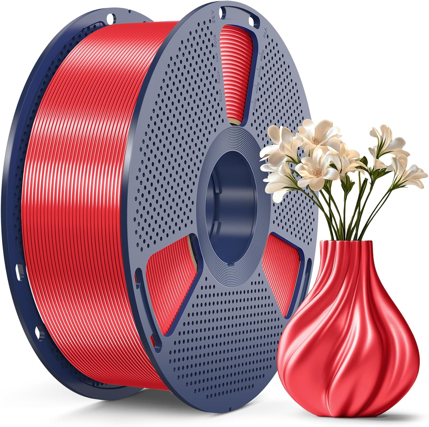 SUNLU 3D Printer Silk Filament,Shiny Silk PLA Filament 1.75mm, Smooth Silky Surface, Great Easy to Print for 3D Printers, Dimensional Accuracy +/- 0.02mm, Silk Red 1KG