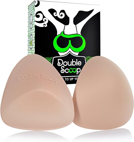 Vista 2 de Double Scoop Triangle Bra Inserts with Bonus Pack of Double-Sided Tape, Swim Bra Pads, Nipple Coverage A, & BC