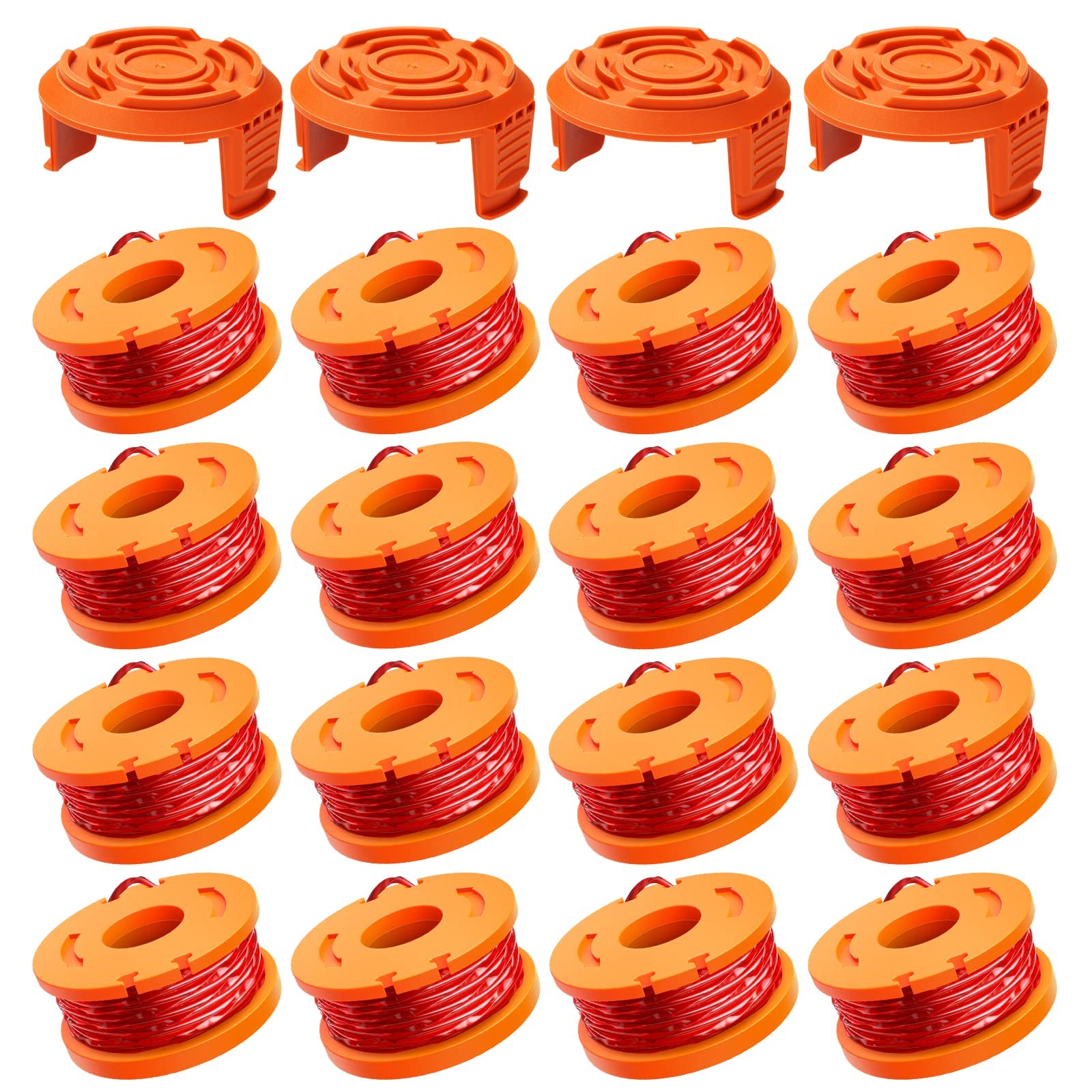 Eventronic20 Pack WA0010 Trimmer String Compatible with Worx Weed Eater, 0.065" Autofeed Replacement Spool Trimmer Line for Worx Weed Eater (16 Line Spools + 4 Cap)