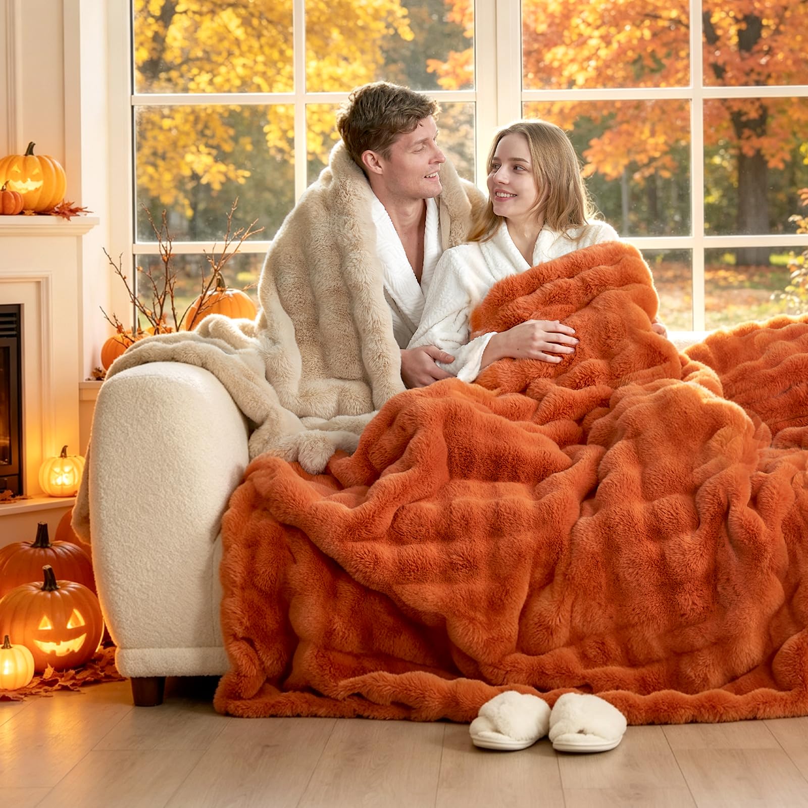 Amazon.co.jp: Cozy Bliss フェイクファー スローブランケット カウチ