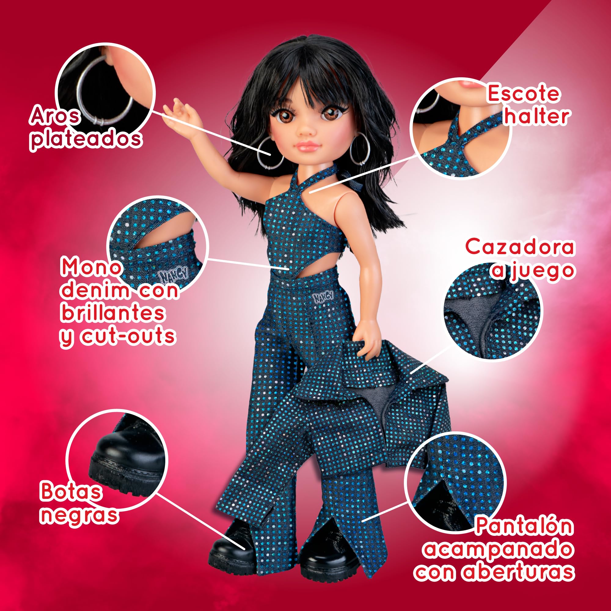 Nancy Aitana Alphahouse, Muñeca como la Cantante, Melena Oscura con Corte a Capas, Conjunto Diseñado por JC Pajares, Hoja de Tatuajes de Aitana, Certificado de Autenticidad, 3+ años, Famosa (NAC85000) - 5