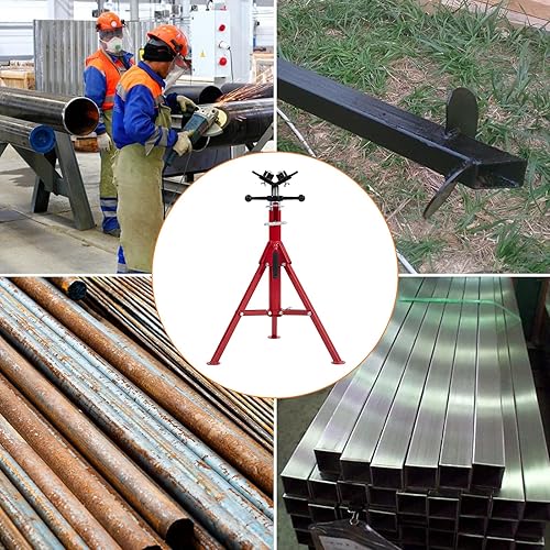 Miniatura 7 de Towallmark Soporte de tubo de cabeza en V con 2 bolas, altura ajustable de 28-52 pulgadas, capacidad de 1/8 a 12 pulgadas, capacidad de carga de