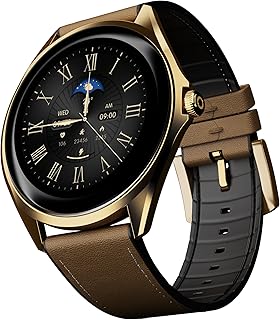 Boat Ultima Aeris 1.43" AMOLED Display, 1000 nits Brightness, Ultra Slim 8mm Metal Build, IP68, Auto HR & SpO2 Monitoring, Sleep & Stress Tracking, Stylish Smartwatch for Men & Women(Tan Brown)