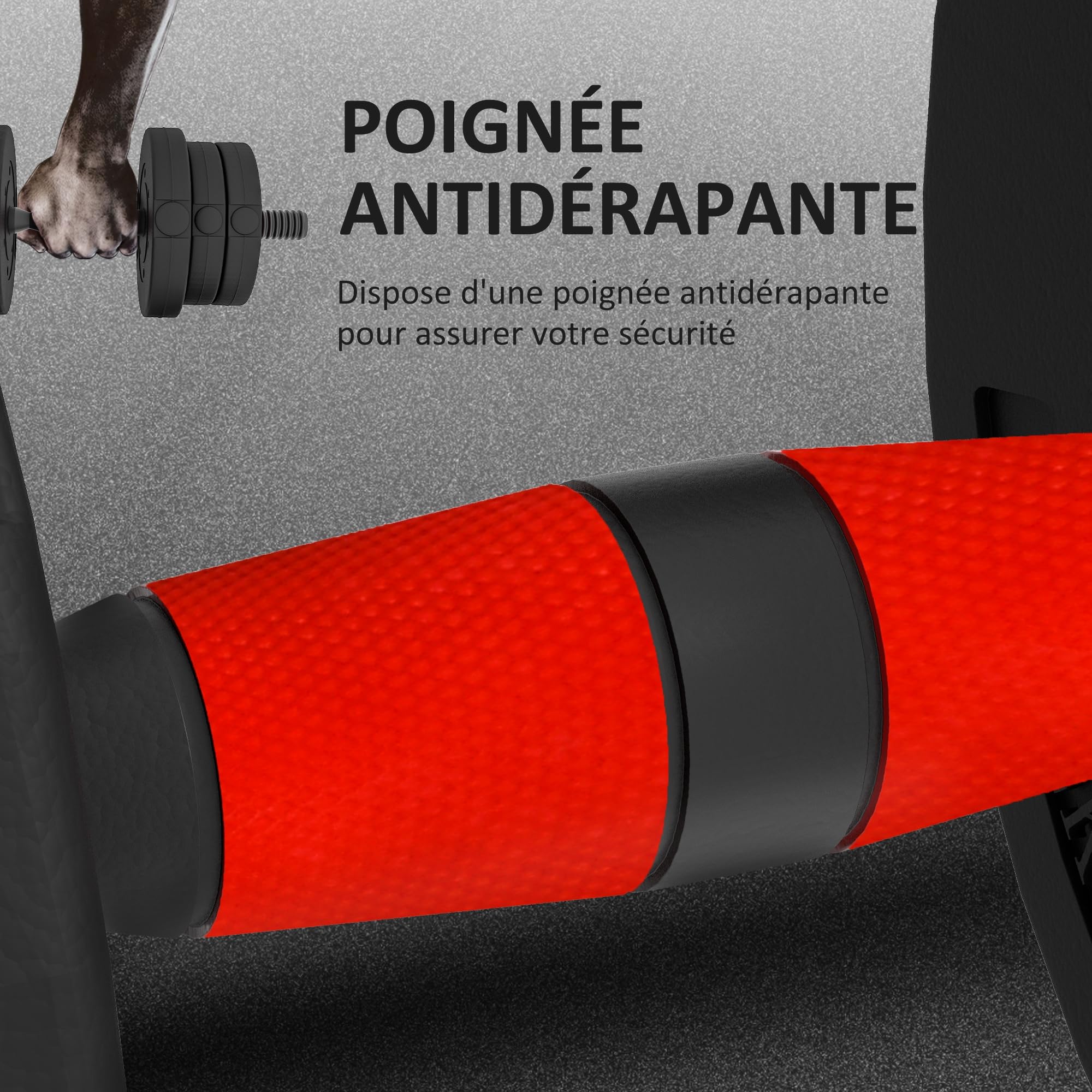 HOMCOM Kit Haltères Musculation 2-en-1, Lot de 2, 15/20/25 kg, poids réglable - Barres incluses - entraînement Musculaire & haltérophilie - HDPE Noir Rouge
