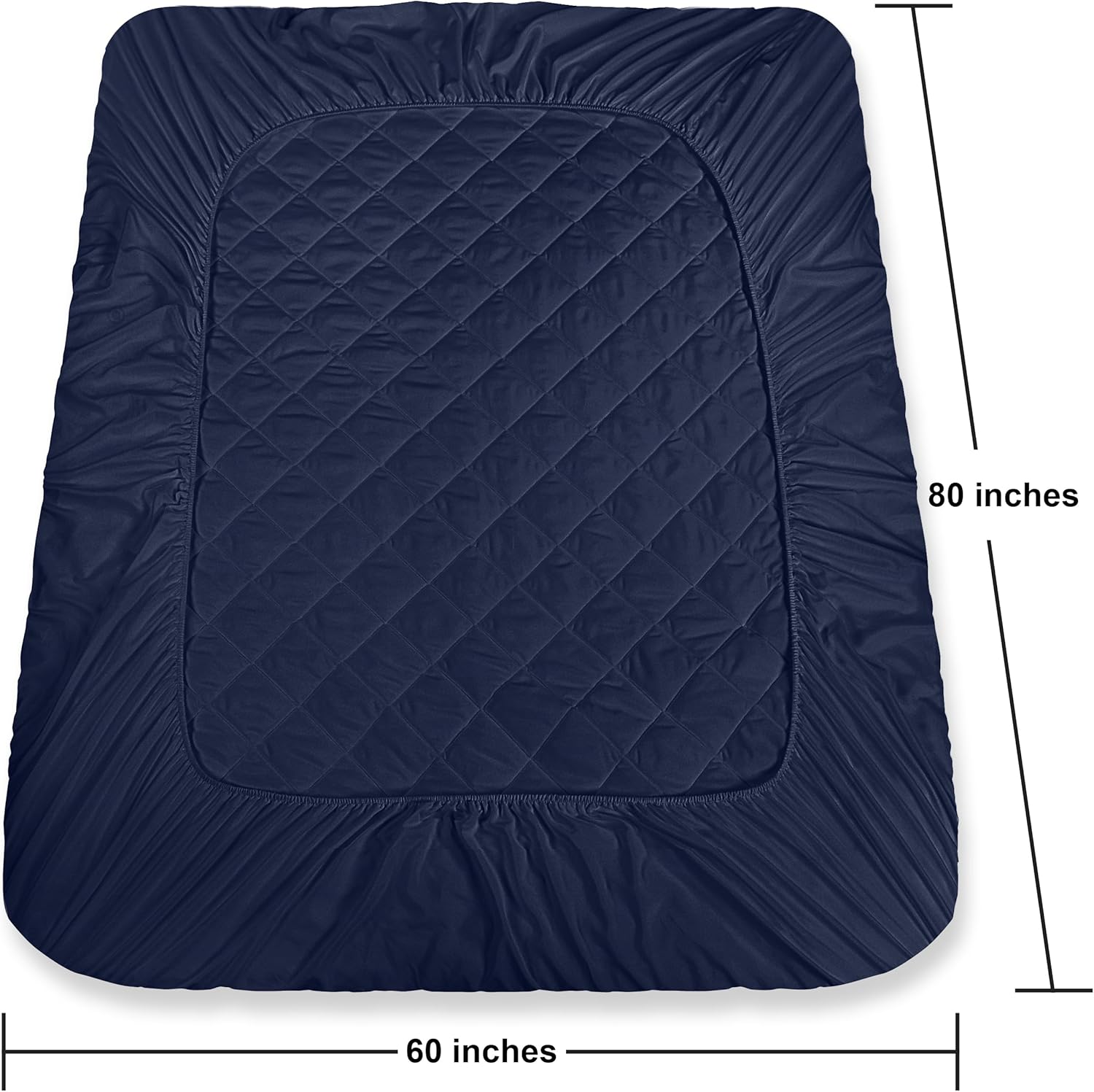 Utopia Bedding Quilted Fitted Mattress Pad, Queen Size, Elastic Fitted Mattress Topper Protector and Cover with Deep Pocket Stretches up to 16 Inches, Machine Washable (Navy) - Image 4