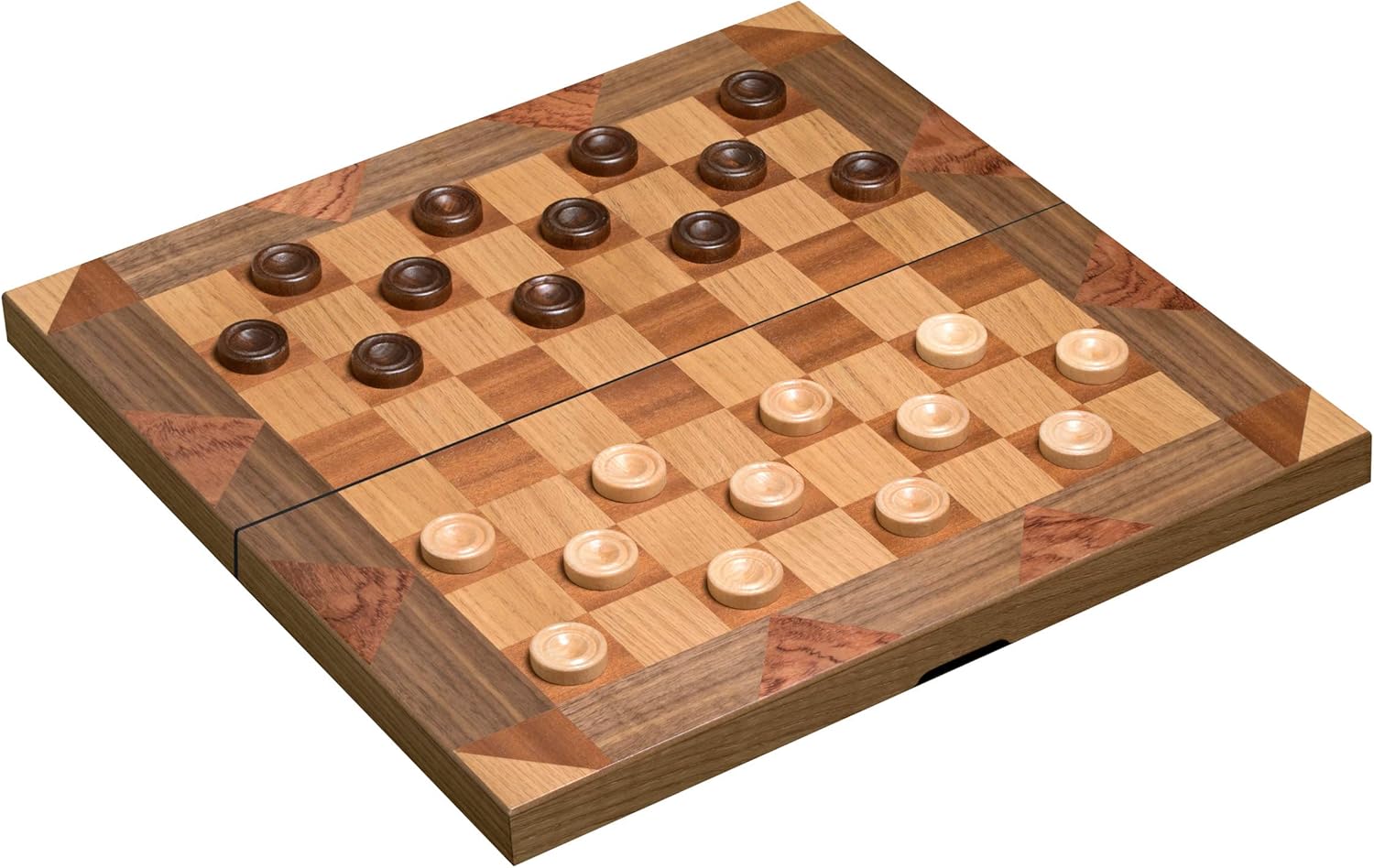 Philos 2522 Chess Backgammon Dame Set, Field 43 mm, King Height 77 mm, Staunton Design, Natural and Brown Stained, Weighted, Includes Tokens, Dice Cups and Dice