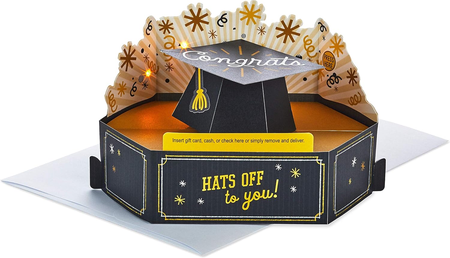 Hallmark Signature Paper Wonder Dr. Seuss Pop Up Graduation Card (Oh, the Places You'll Go!) & Paper Wonder Musical Pop Up Graduation Card and Gift Card Holder with Lights (Plays Celebration)