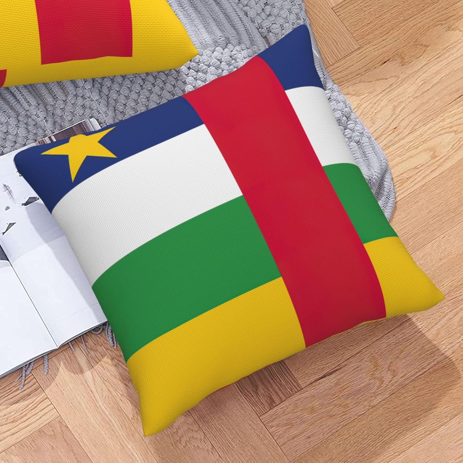 Central African Flag Imitation Linen Pillowcase -2 Sets, Fashionable Home Decoration, Used for Sofas, Gardens, beds