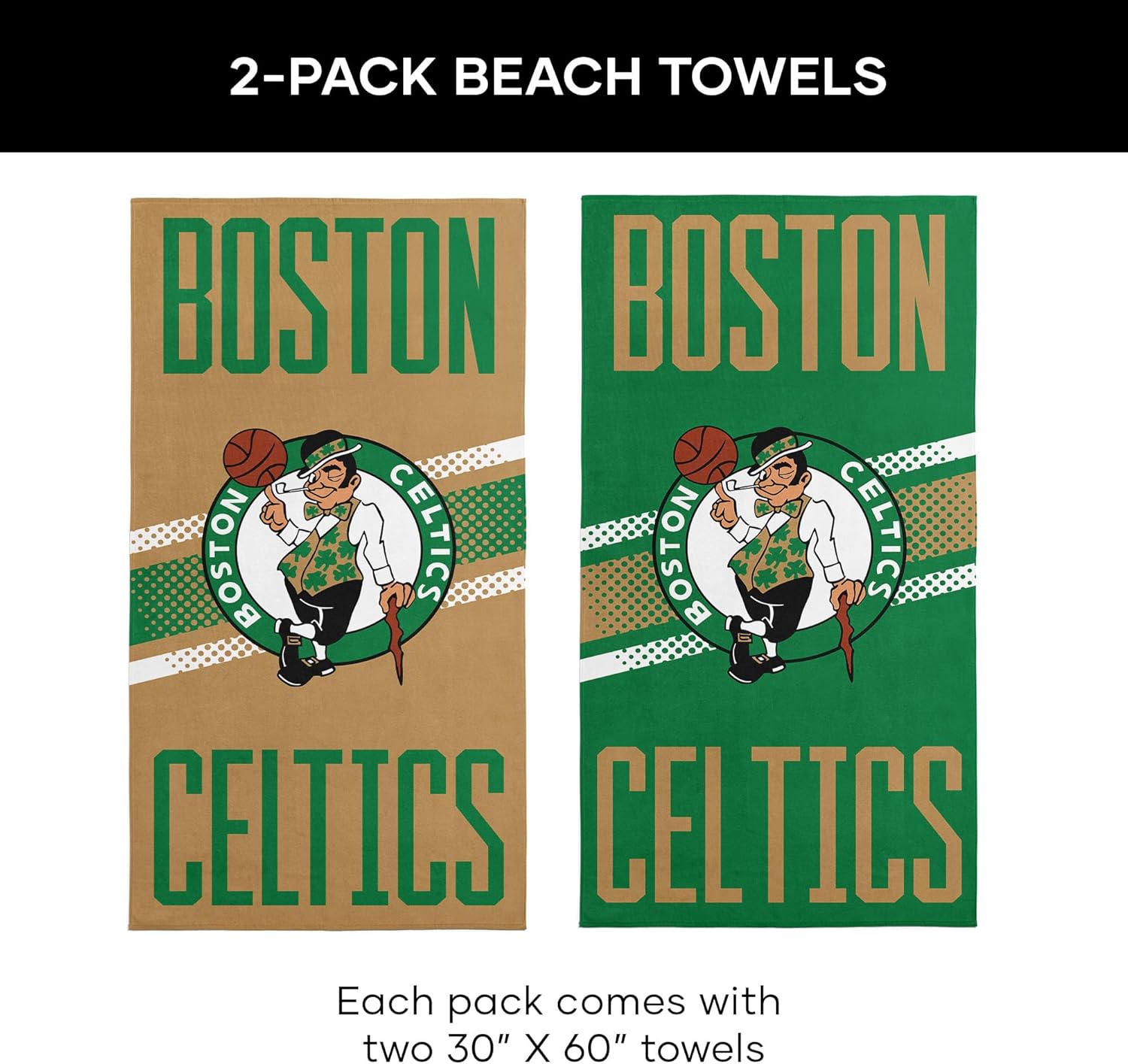 Northwest Boston Celtics NBA Flex Beach Towel 2 Pack 30 x 60 Inches - Image 6