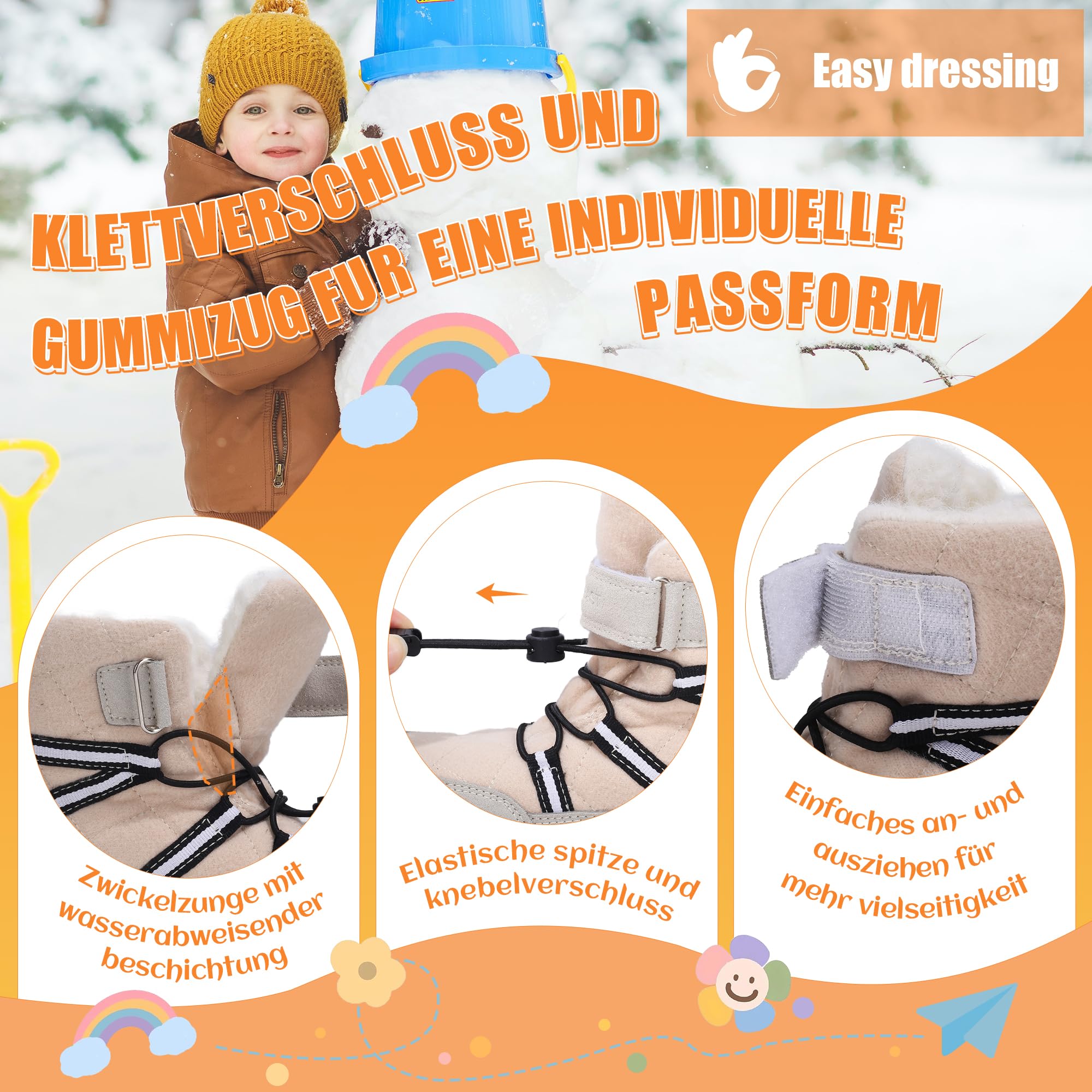 visionreast Winterstiefel Mädchen Winterschuhe Kinder Junge Wanderschuhe mit Wollfutter Schneestiefel Baumwollschuhe Outdoor Rutschfest Boots