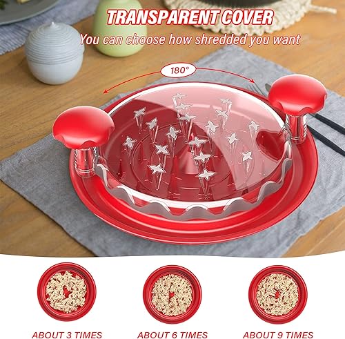 Miniatura 6 de Trituradora de pollo, máquina trituradora de carne, herramienta giratoria con asas de cubierta transparente y base antideslizante para carne molida