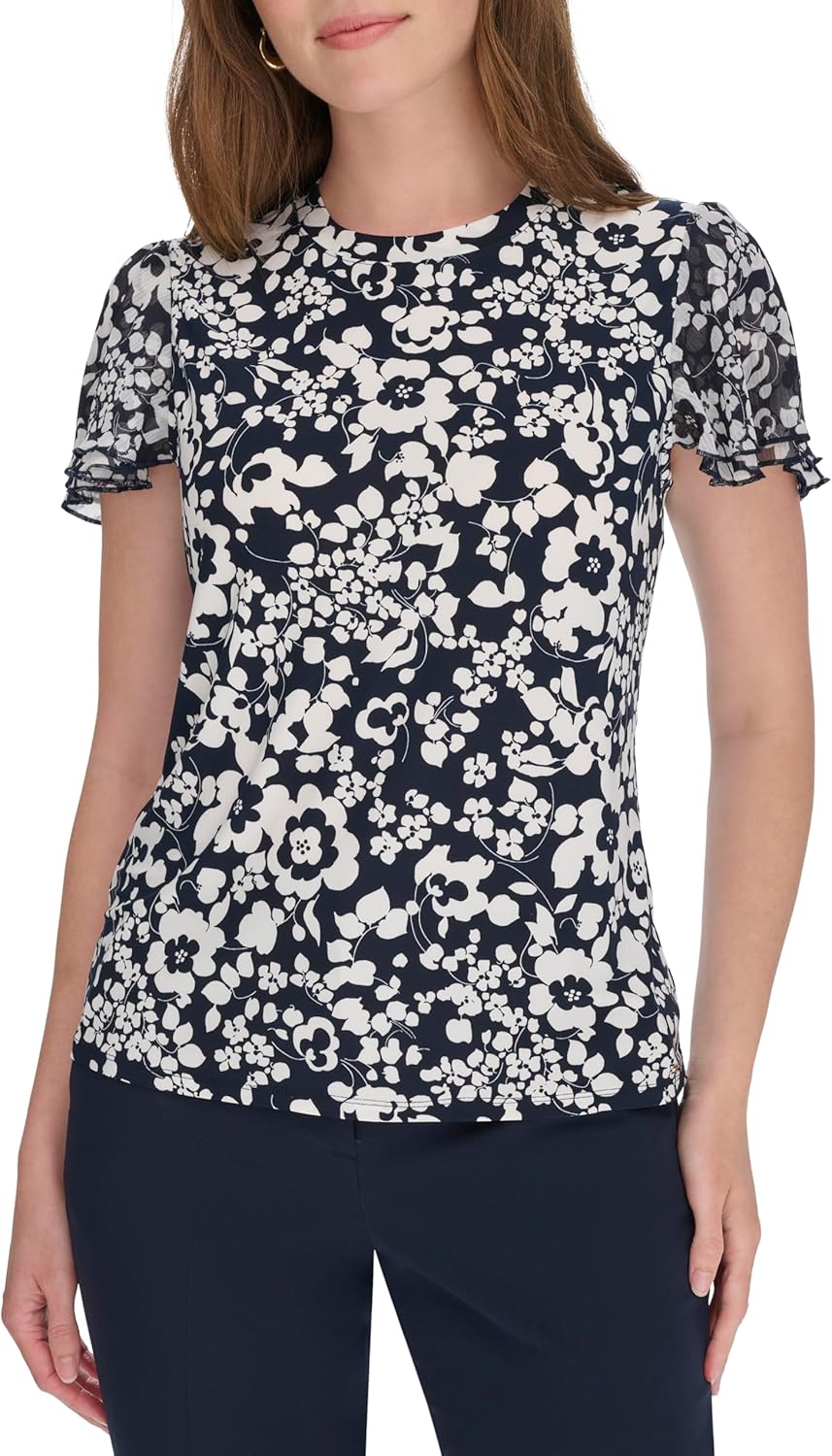 Tommy Hilfiger Womens Printed Knit Floral Top - Image 6