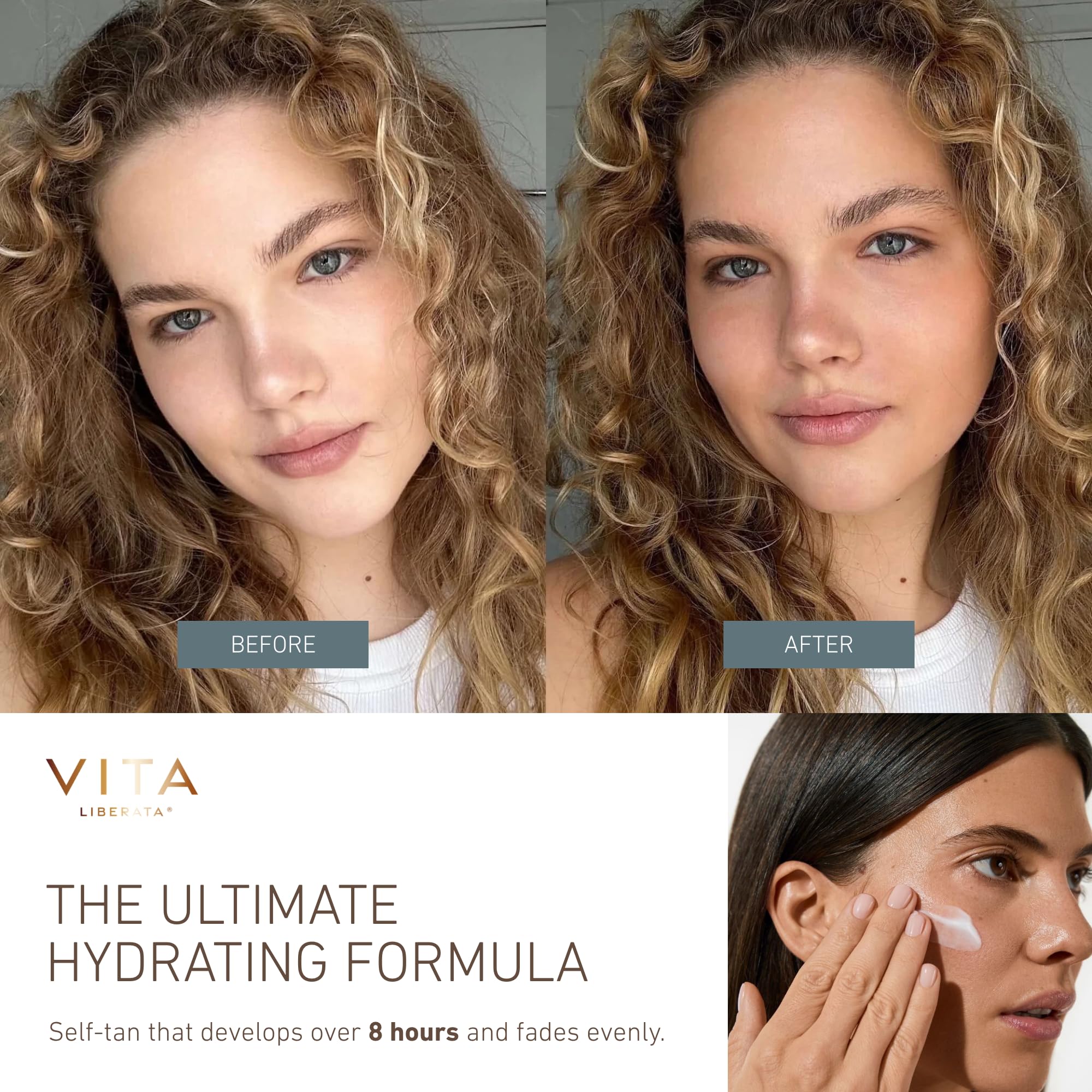 VITA LIBERATA Face Tanning Moisturizer 1.69 fl oz with Hyaluronic Acid & Niacinamide - Nourishing, Ultra Hydrating Moisturizer, For a Sun-Kissed, Radiant Glow, Customizable Tan, Fades Evenly