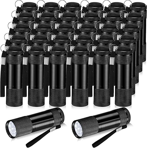 VIHOSE 32 mini linternas a granel, luz flash de mano de aluminio brillante con cordón, pequeñas linternas LED para niños lectura nocturna de