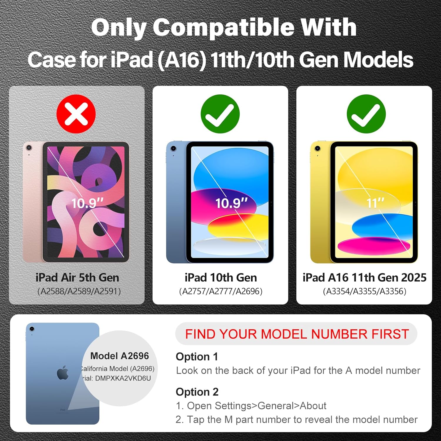 for iPad A16 Case 11th Generation 11 inch 2025 /iPad 10th Generation Case for Kids 10.9" 2022 with Screen Protector/ 360° Rotating Stand/Shoulder Strap/Pencil Holder Rugged Cover (Black Red) - Image 2