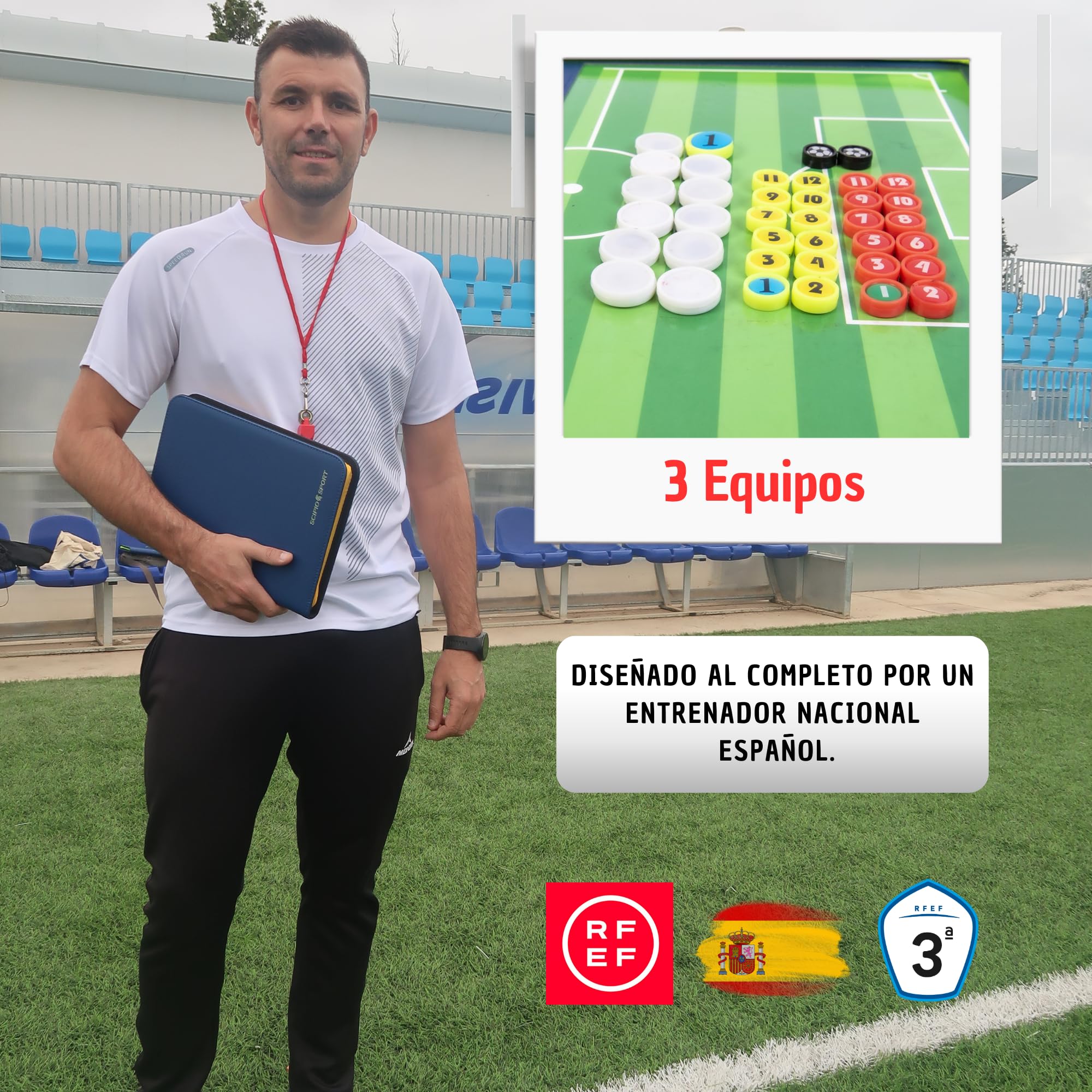SCIPIO SPORT - Dispone de 3 Equipos, Pizarra Tactica Entrenador Futbol, Carpeta Tactica Entrenamiento, Regalo Entrenadores Futbol, Pizarra Magnetica Entrenador, Pizarra Futbol y Futbol 7