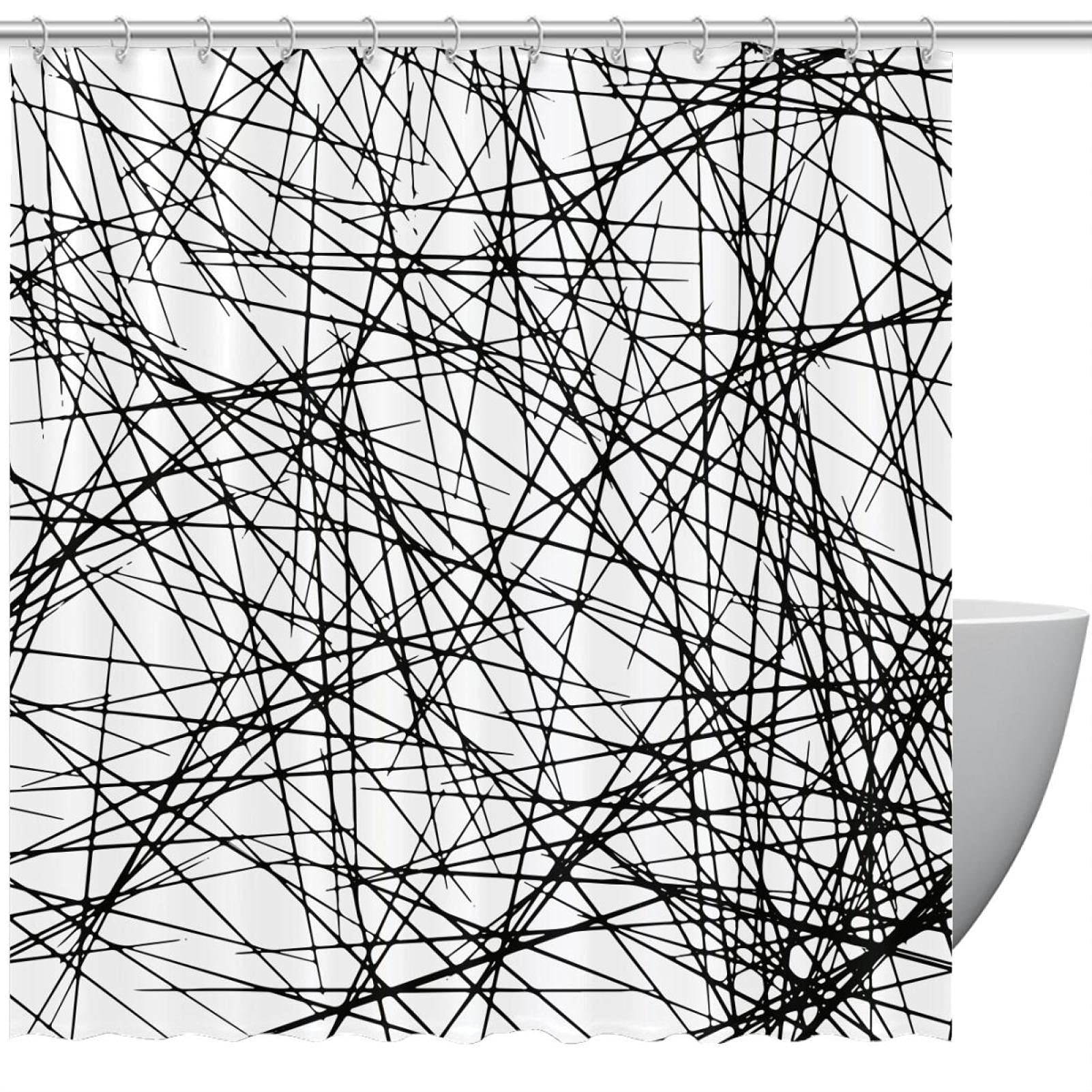 Rideau de douche géométrique abstrait premium pour salle de bain moderne 183x183cm