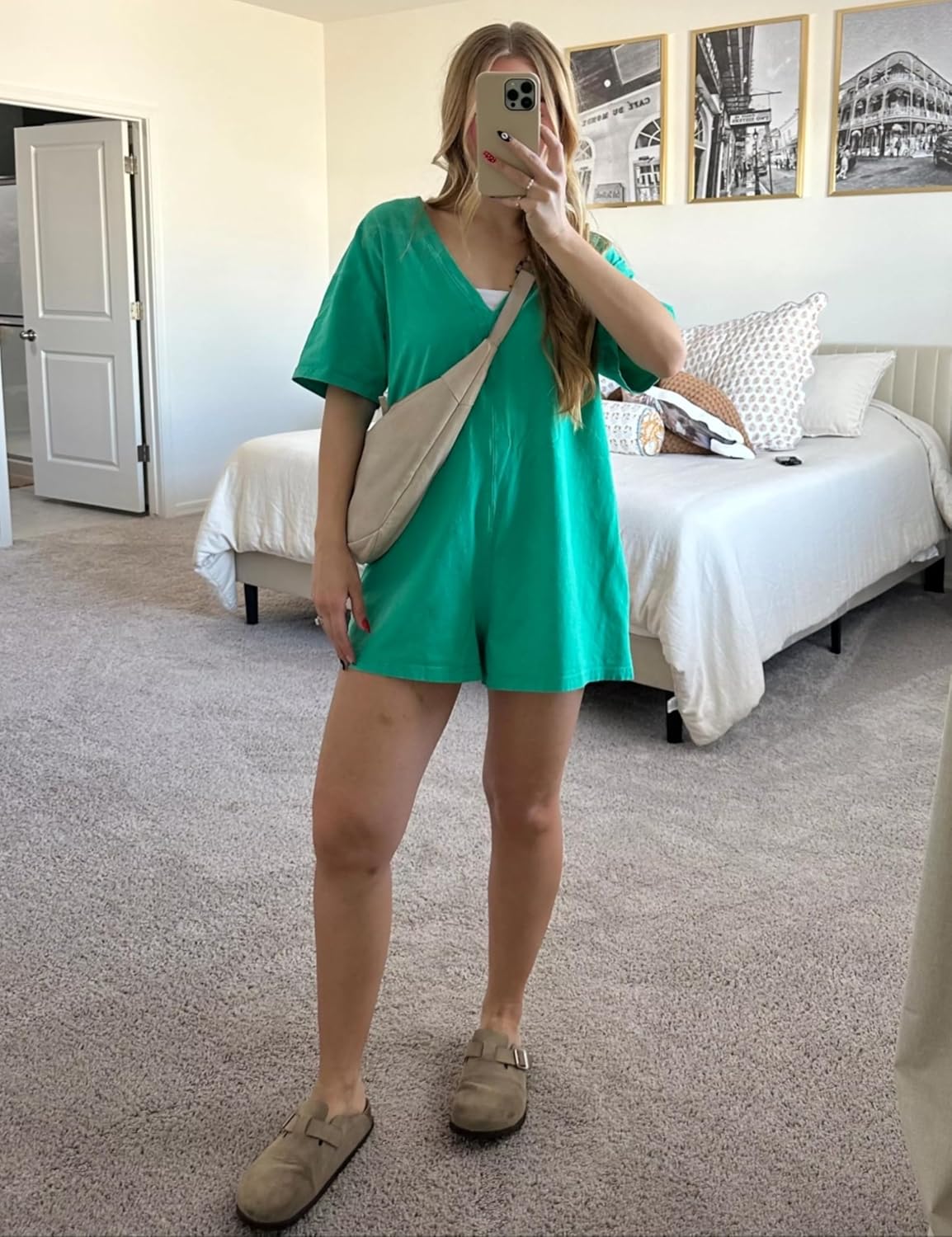 Rompers for Women Athletic Workout Hot Shot Tee Romper Casual Oversized Jumpsuits Overalls - Image 5