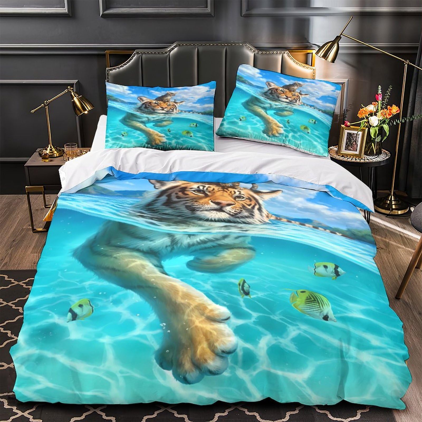 Housse de couette ours en peluche 260x220 parure de lit 3D microfbre fille