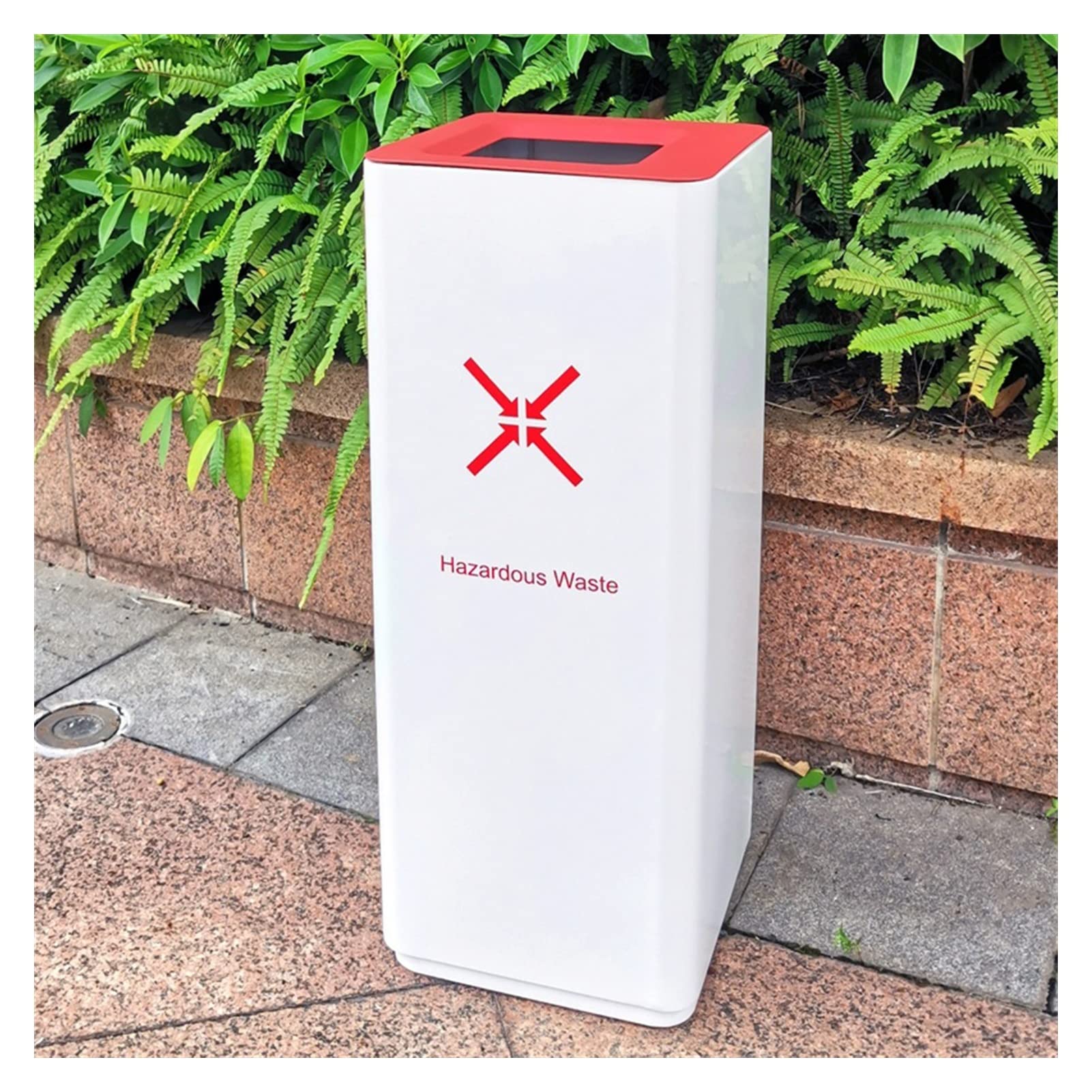 Bacs à ordures extérieurs Les ordures combinées blanches peuvent une corbeille de tri carrée de grande capacité peut une poubelle directe extérieure sans couverture, une technologie anti-empreinte 48L
