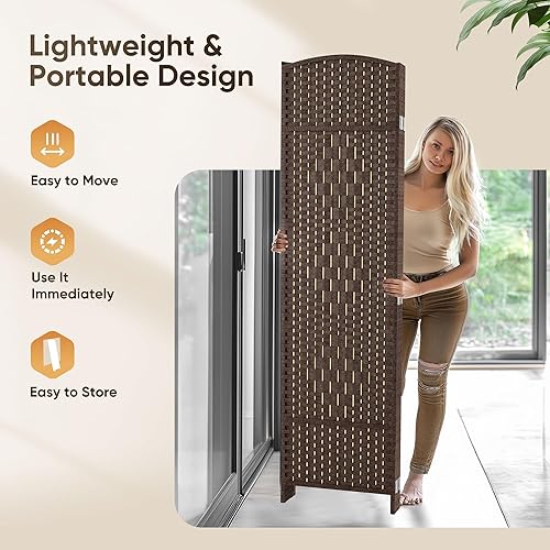 Miniatura 4 de JOSTYLE Separador de habitación de 4 paneles portátil, divisor de pared de panel, divisor de 6 pies de altura para separación de habitación,