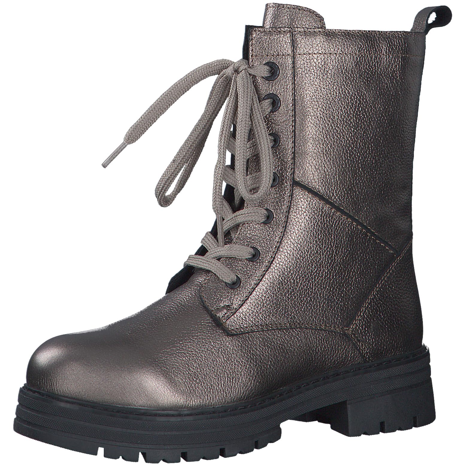 MARCO TOZZI Damen Stiefeletten zum Schnüren aus Leder mit Blockabsatz