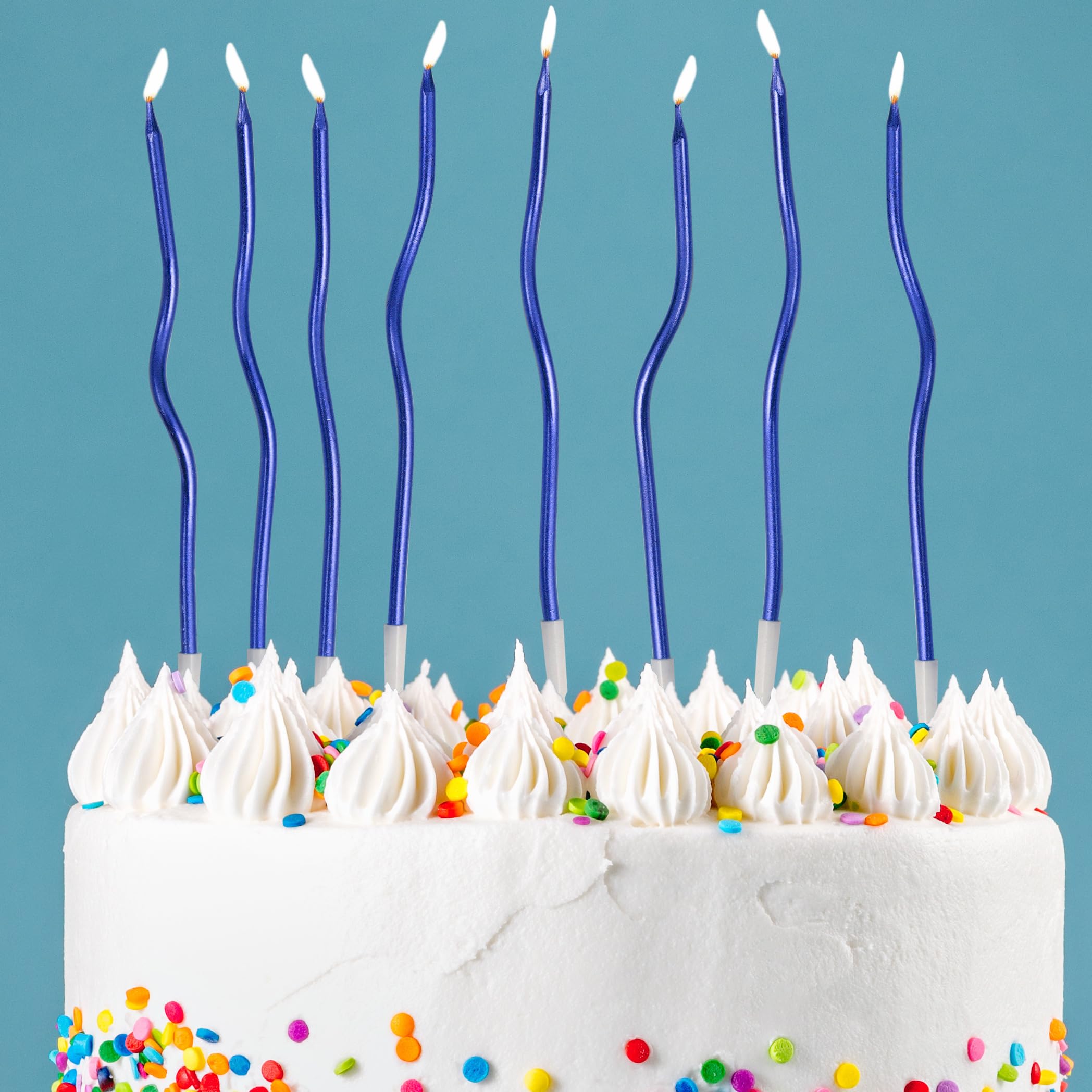 24 velas de cumpleaños metálicas en espiral azul, velas para tartas, fiestas de cumpleaños, fiestas de boda, velas en espiral, velas de cumpleaños doradas