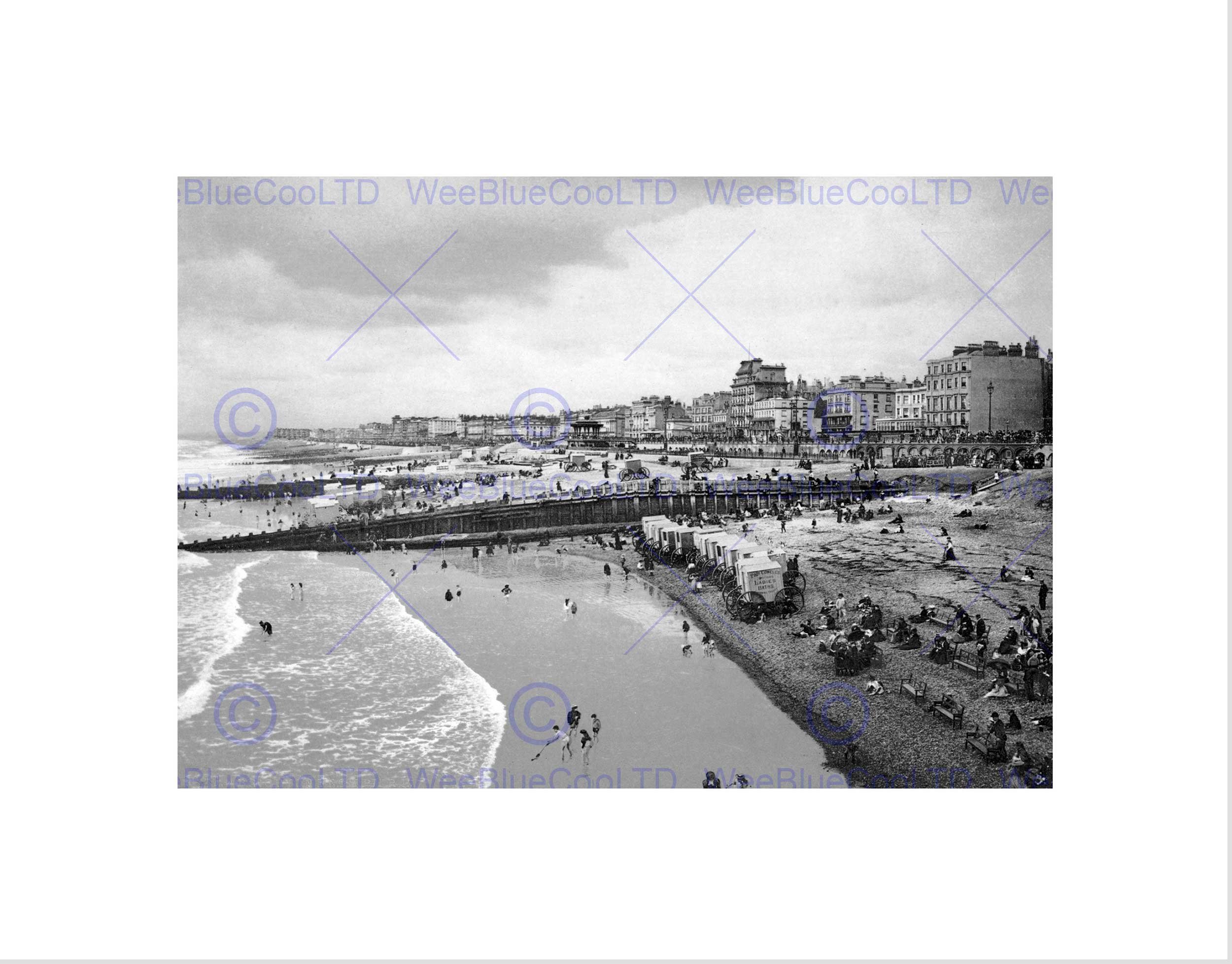 Wee Blue Coo Brighton From The Pier England Vintage Old BW Wall Art Print