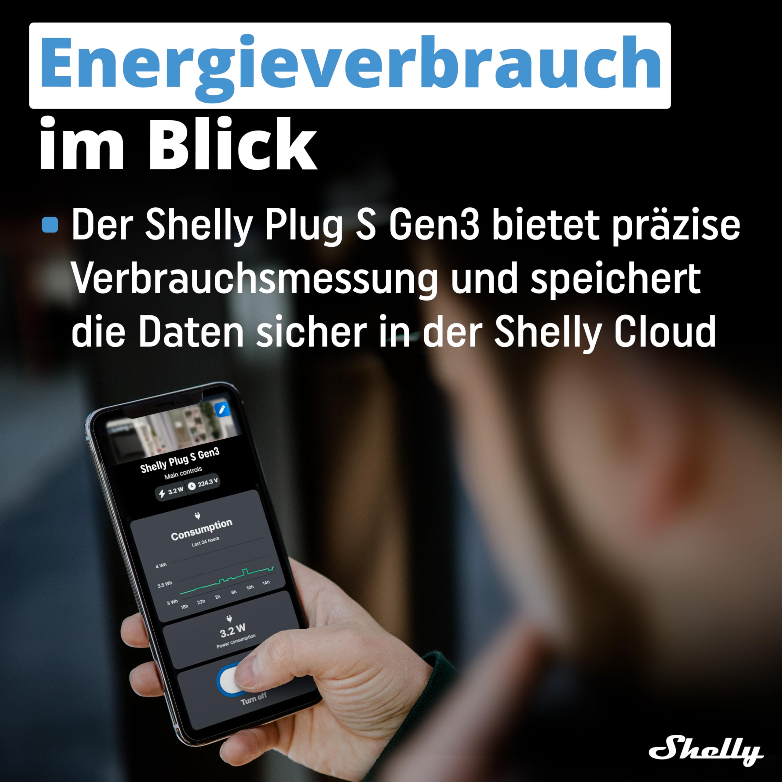Shelly Plug S Gen3 Weiß - WLAN Smarte Steckdose, Leistungsmessung, 12A 2500W, Zeitschaltuhr, Matter-Zertifiziert Stecker, Heizung & Kühlung, Alexa & Google, Kein Hub Erforderlich (3 Stück)