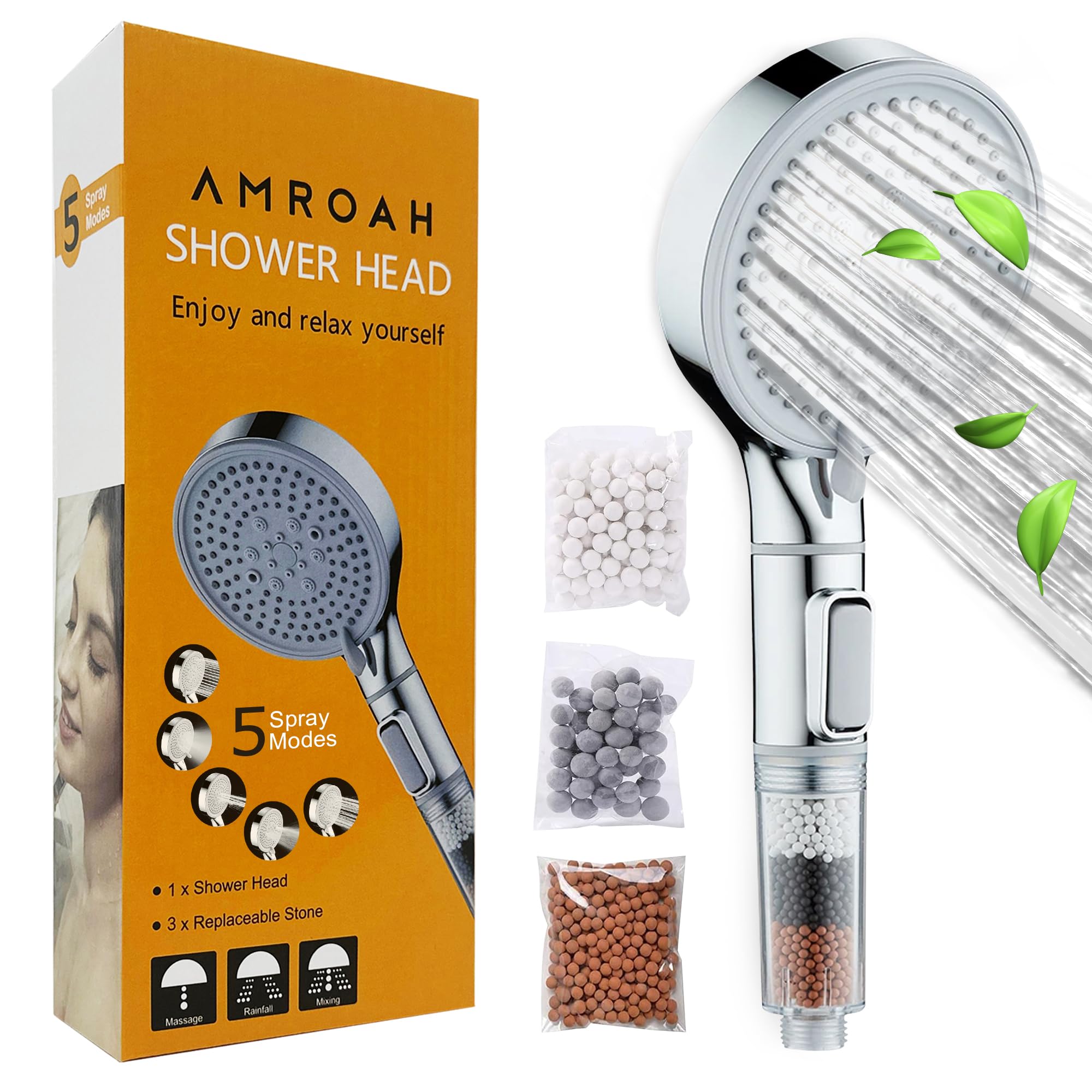 Upgrade 2024 Ionic High Pressure Filtered Shower Head with Hand Held, Showerhead Nozzle with 5 Spray Modes Bathroom Spa & Massage Filtration to Reduce Hair Loss & Dry Skin Ideal for Hard Water