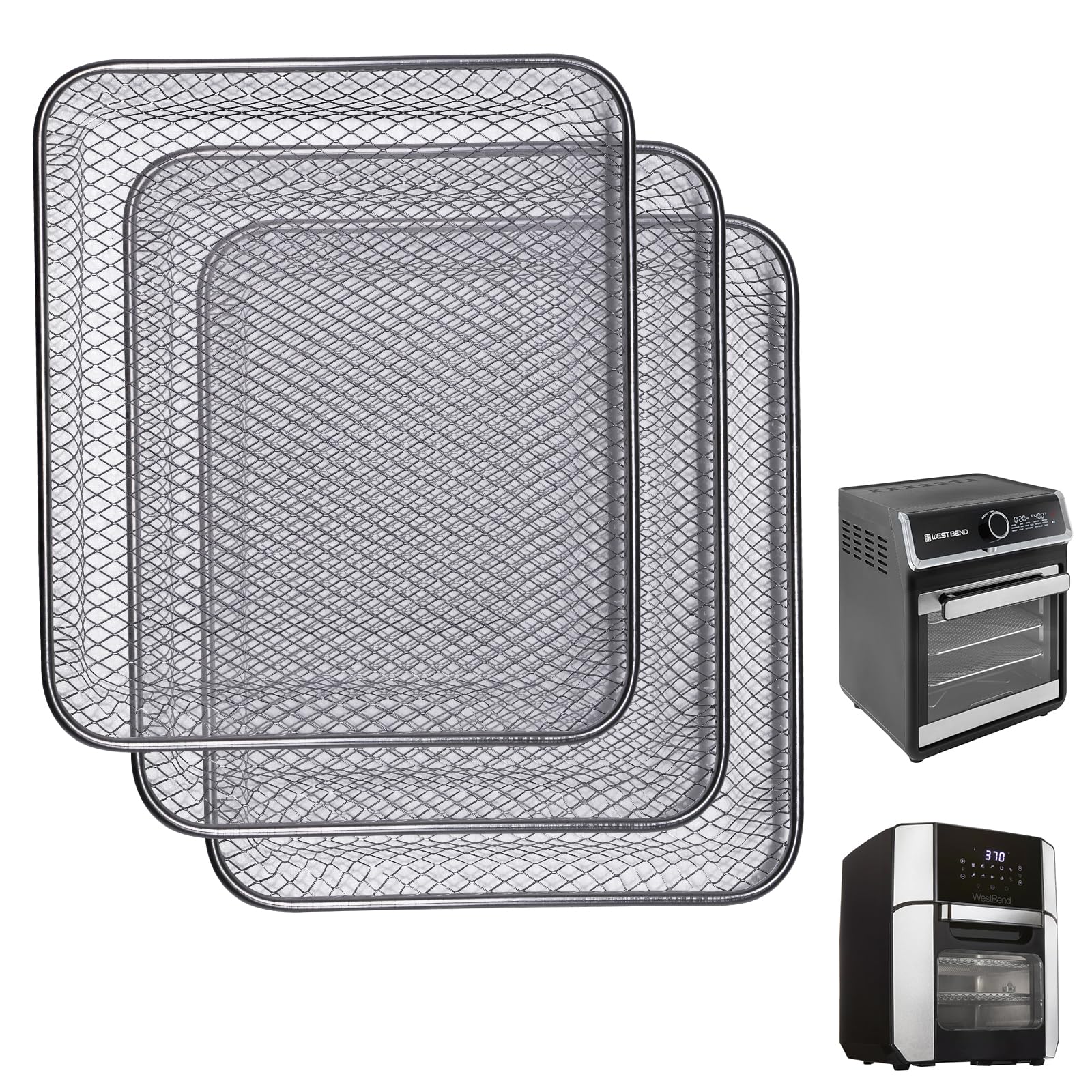 Grill Baskets 3-Pack Stainless Steel Mesh Trays for Air Fryer Oven