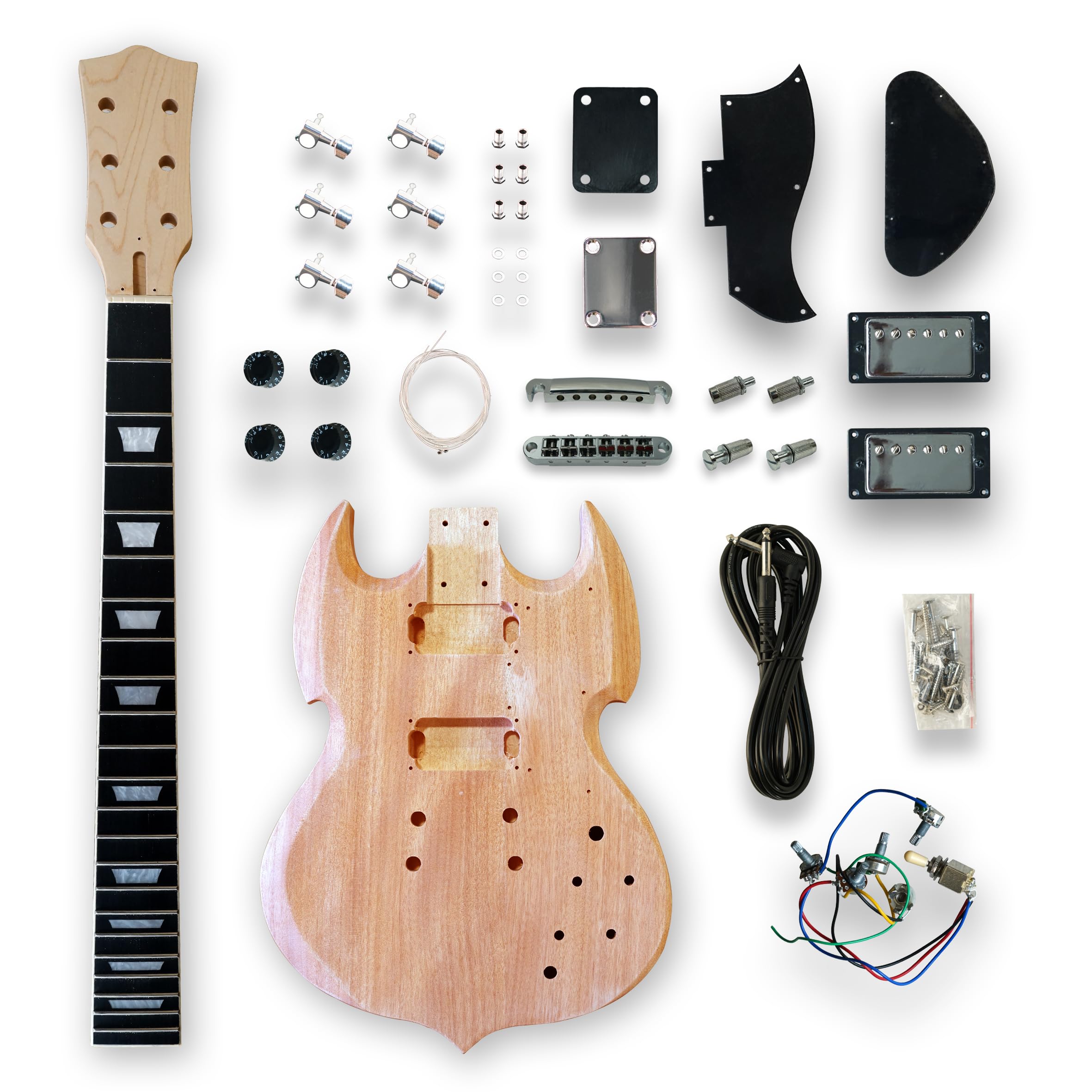 BexGears DIY Electric Guitar Kits Okoume wood Body maple neck & composite ebo...