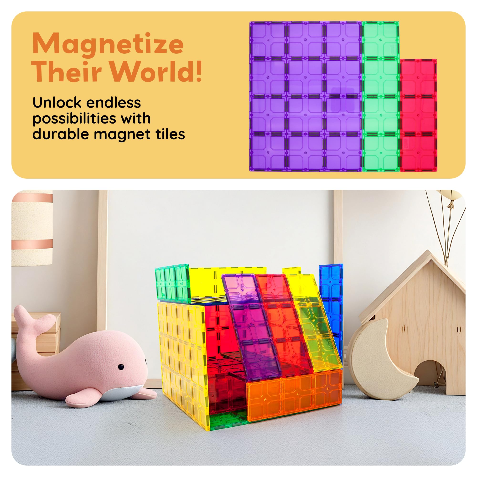 Base estabilizadora para bloques de construcción, Jumbo XL, kit de base de placa magnética y bloques magnéticos de construcción, bloques magnéticos apilables, educación STEM 7